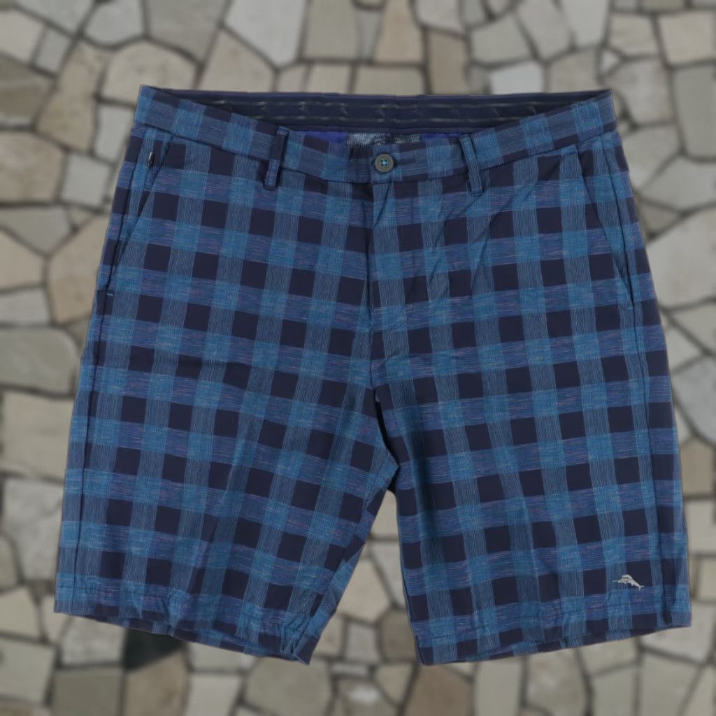 Tommy Bahama Tommy Bahama High Stretch Chip Shot Nylon Woven Chino Shorts Blue Plaid Men’s 36 Size US 36 / EU 52 - 1 Thumbnail