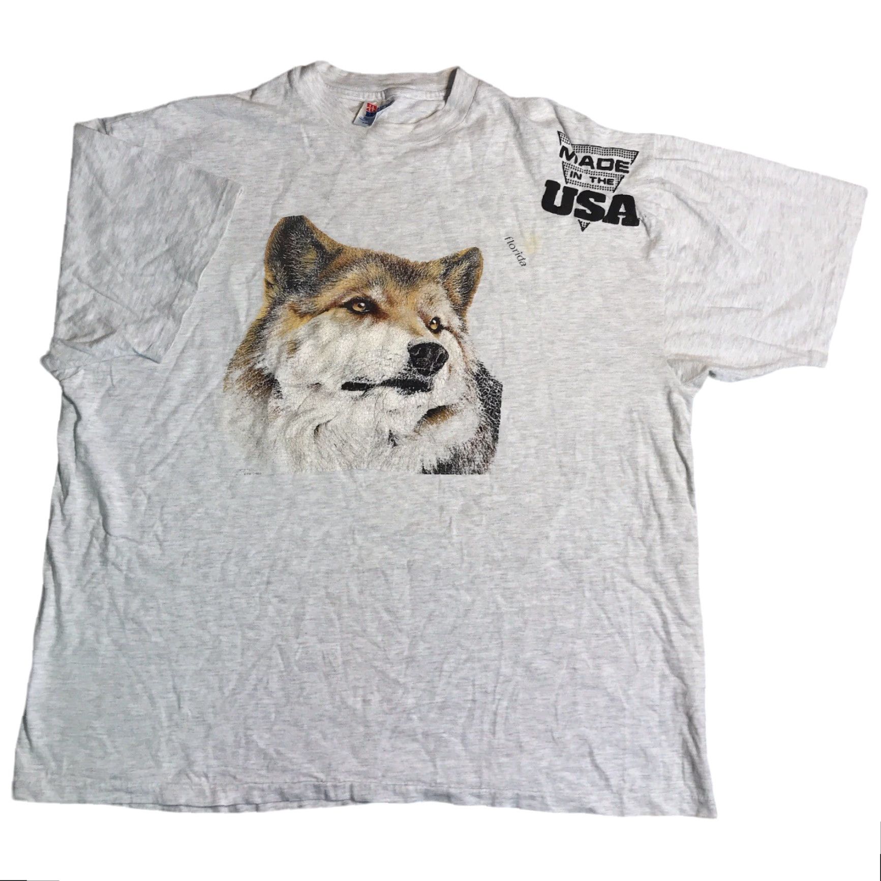 Hanes VINTAGE 90s HANES T-SHIRT Wolf Florida Gray USA Mens 2XL Crew Neck Short Sleeve Cotton Blend Made in USA Nature Wildlife Size US XXL / EU 58 / 5 - 2 Thumbnail