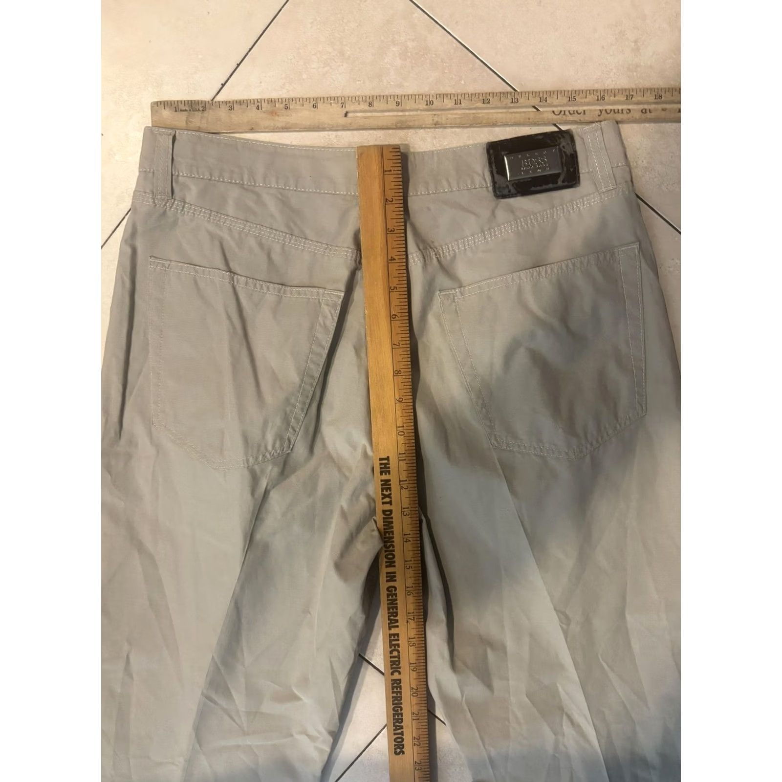 Hugo Boss HUGO BOSS Jeans Mens 36x34 Khaki Alabama 5-Pocket Cotton Straight 34in Beige/ tan Made in Italy Size US 36 / EU 52 - 7 Thumbnail