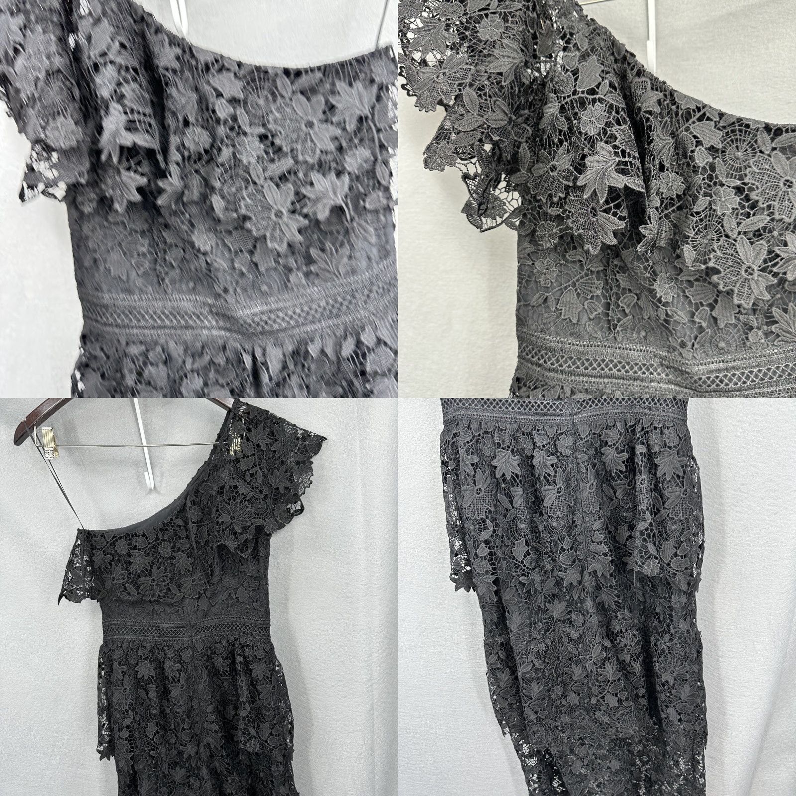 Joie Joie Belisa Dress Women 0 One Shoulder Midi Tiered Eyelet Lace Cottagecore Quiet Size XS / US 0-2 / IT 36-38 - 8 Thumbnail
