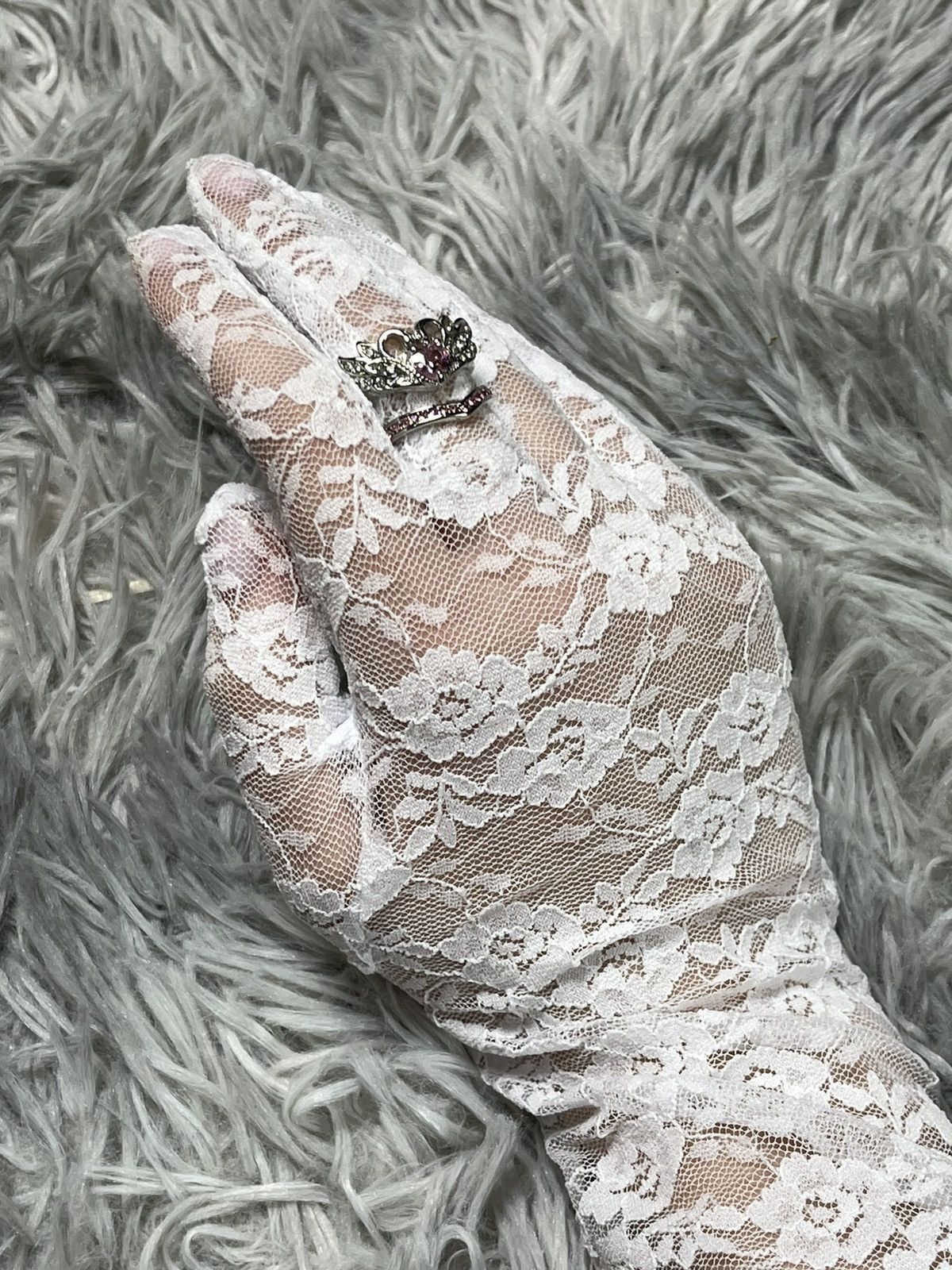 Jewelry Romantic Swan Crown Ring Set – Silver & Pink Gemstones Size ONE SIZE - 9 Thumbnail