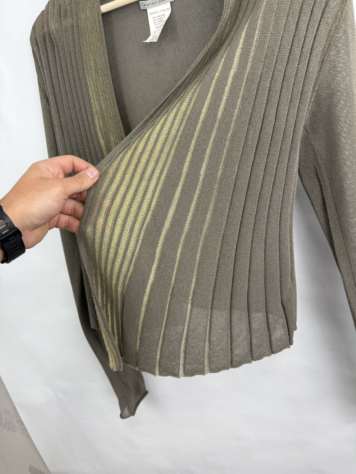 Sarah Pacini 🇮🇹 Sarah Pacini Avant Garde Ribbed Knit Cardigan Made Italy Size ONE SIZE - 6 Thumbnail