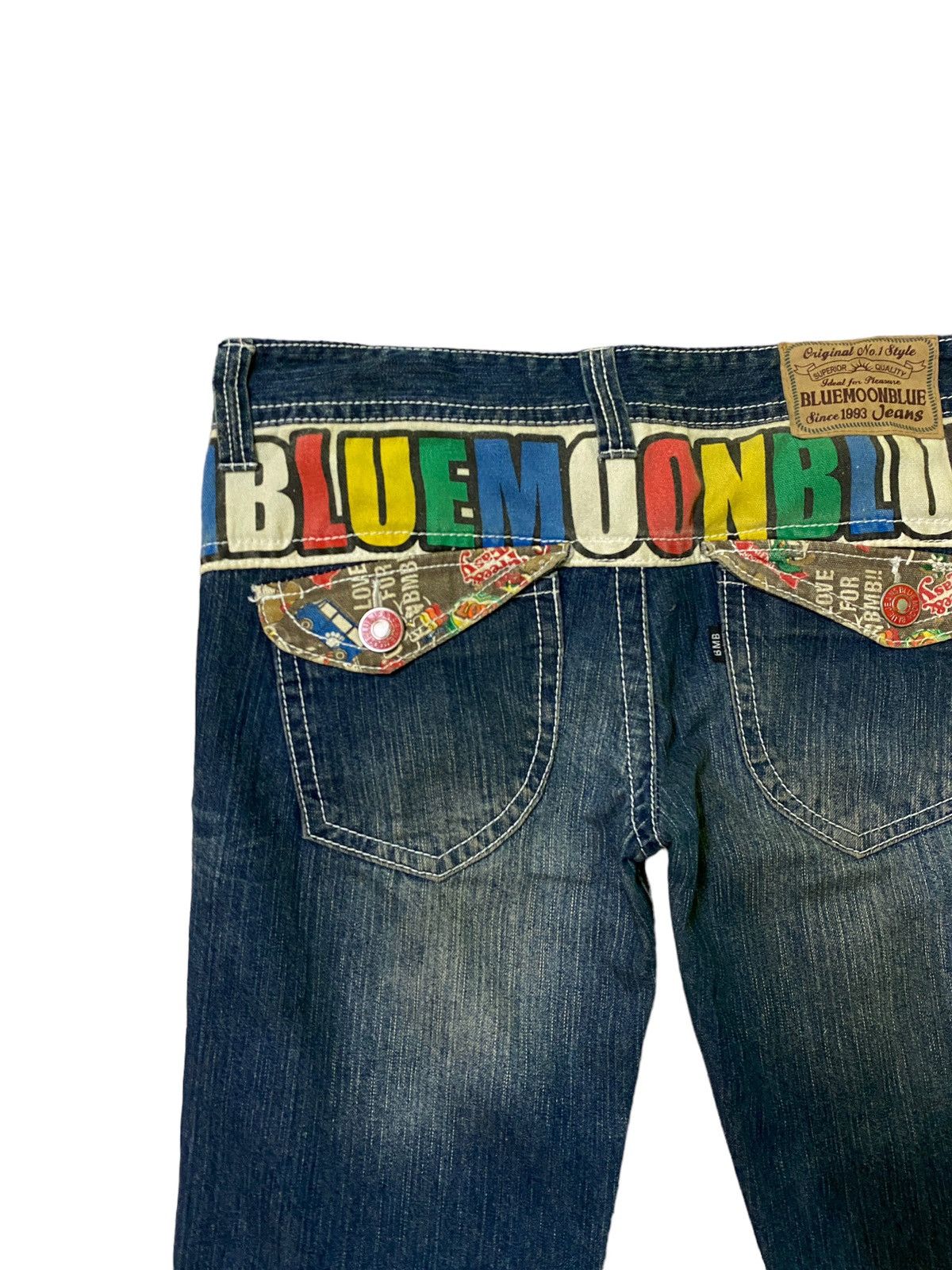 Japanese Brand × Vintage VINTAGE BLUE MOON BLUE SPELL OUT CLAWMARK LOW WAIST DENIM Size US 34 / EU 50 - 10 Thumbnail