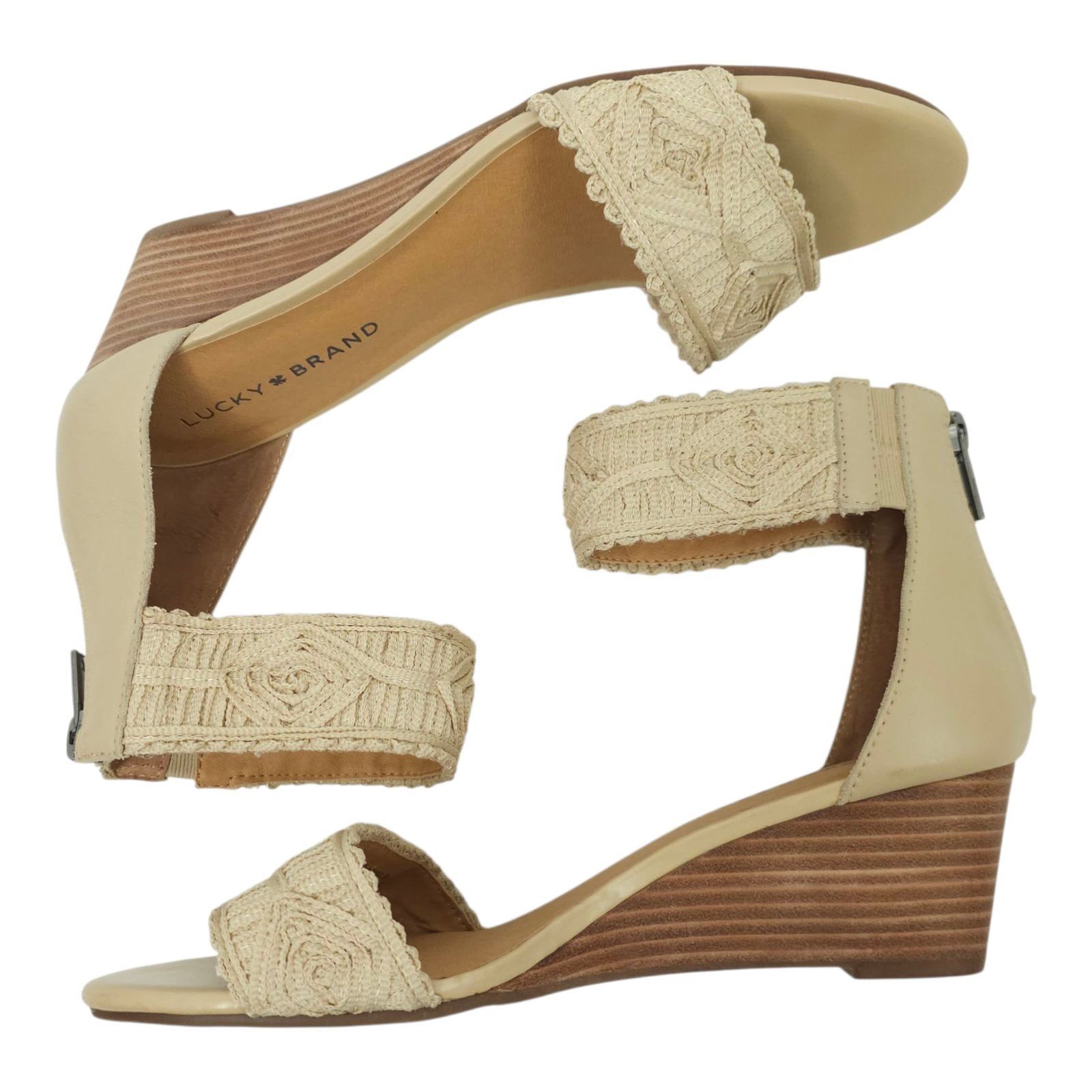 Lucky Brand Lucky Brand Joshelle Wedge Heel Sandal Women 8.5 M Ankle Str Size US 8.5 / IT 38.5 - 5 Thumbnail