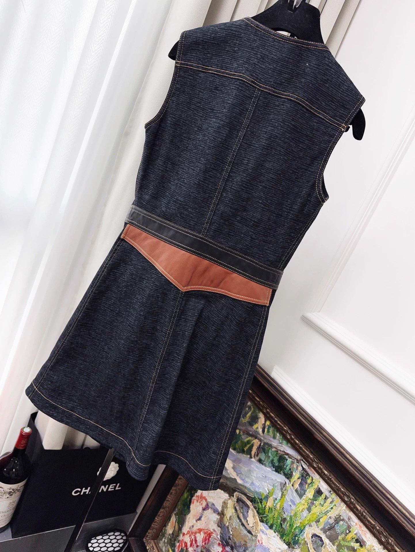 Louis Vuitton LV navy cami waist-cinched denim dress 36 Size XS / US 0-2 / IT 36-38 - 2 Thumbnail