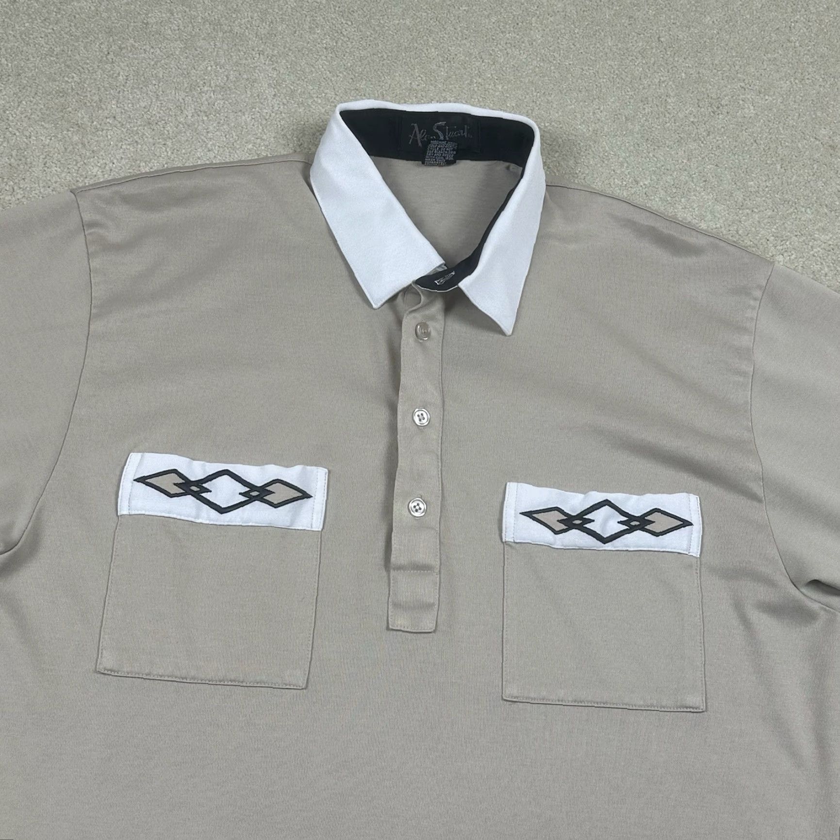 Vintage VINTAGE Alan Stuart Polo Shirt Mens Large Beige Argyle Size US L / EU 52-54 / 3 - 2 Thumbnail