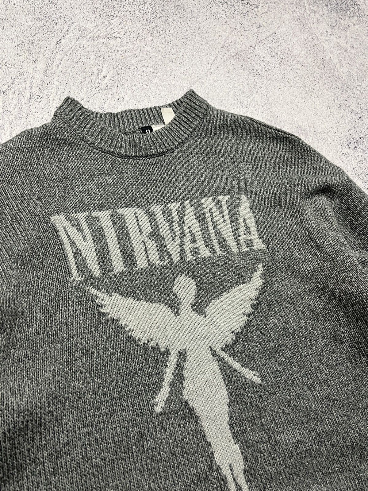 Other Vintage Y2k Nirvana Crazy Angel Big Logo Knit Sweater Boxy Size US M / EU 48-50 / 2 - 9 Thumbnail
