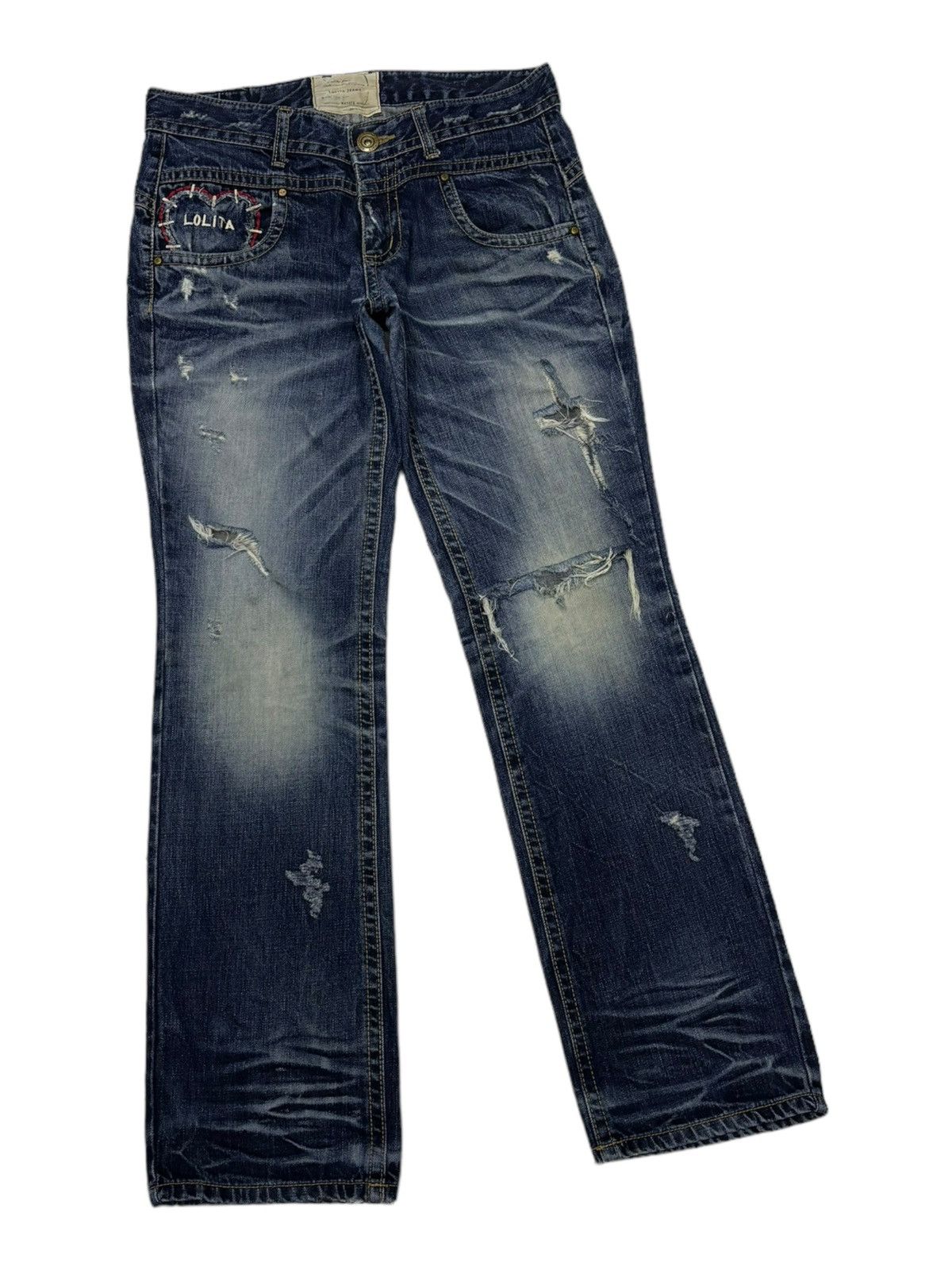 If Six Was Nine × Japanese Brand × Le Grande Bleu (L.G.B.) RARE🔥LOLITA DISTRESS RIPS DENIM JEANS HYPE Size US 32 / EU 48 - 2 Thumbnail