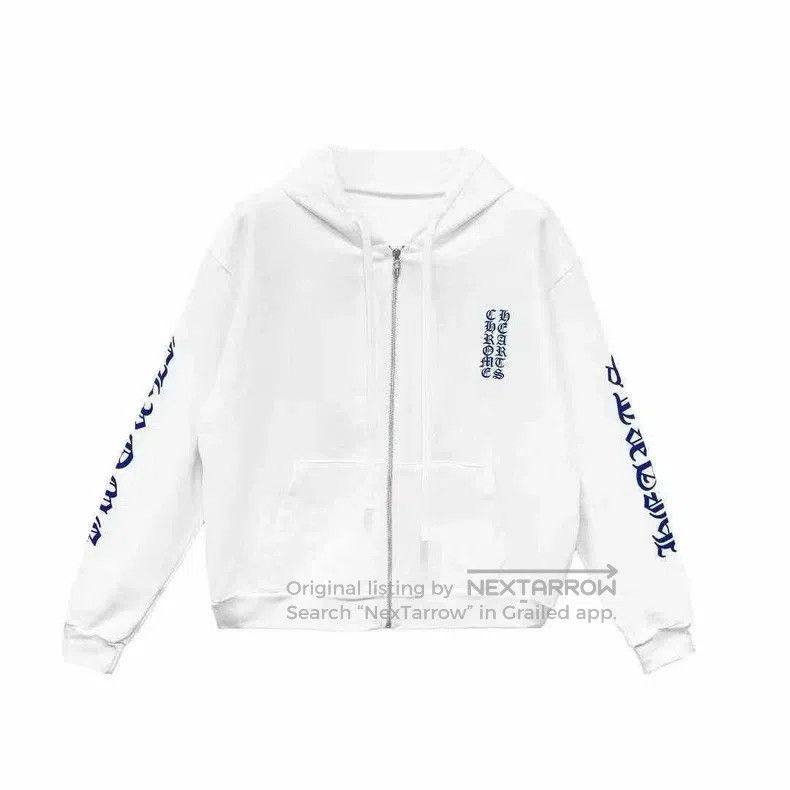CHROME HEARTS Size S White and blue zipper hoodie