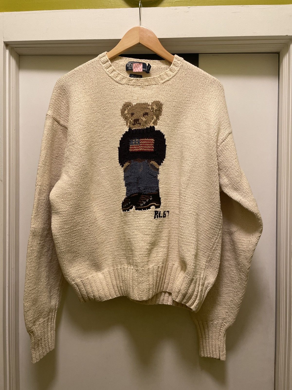 Image of Polo Ralph Lauren Polo Bear Knitted Sweater in Beige, Men's (Size 2XL)