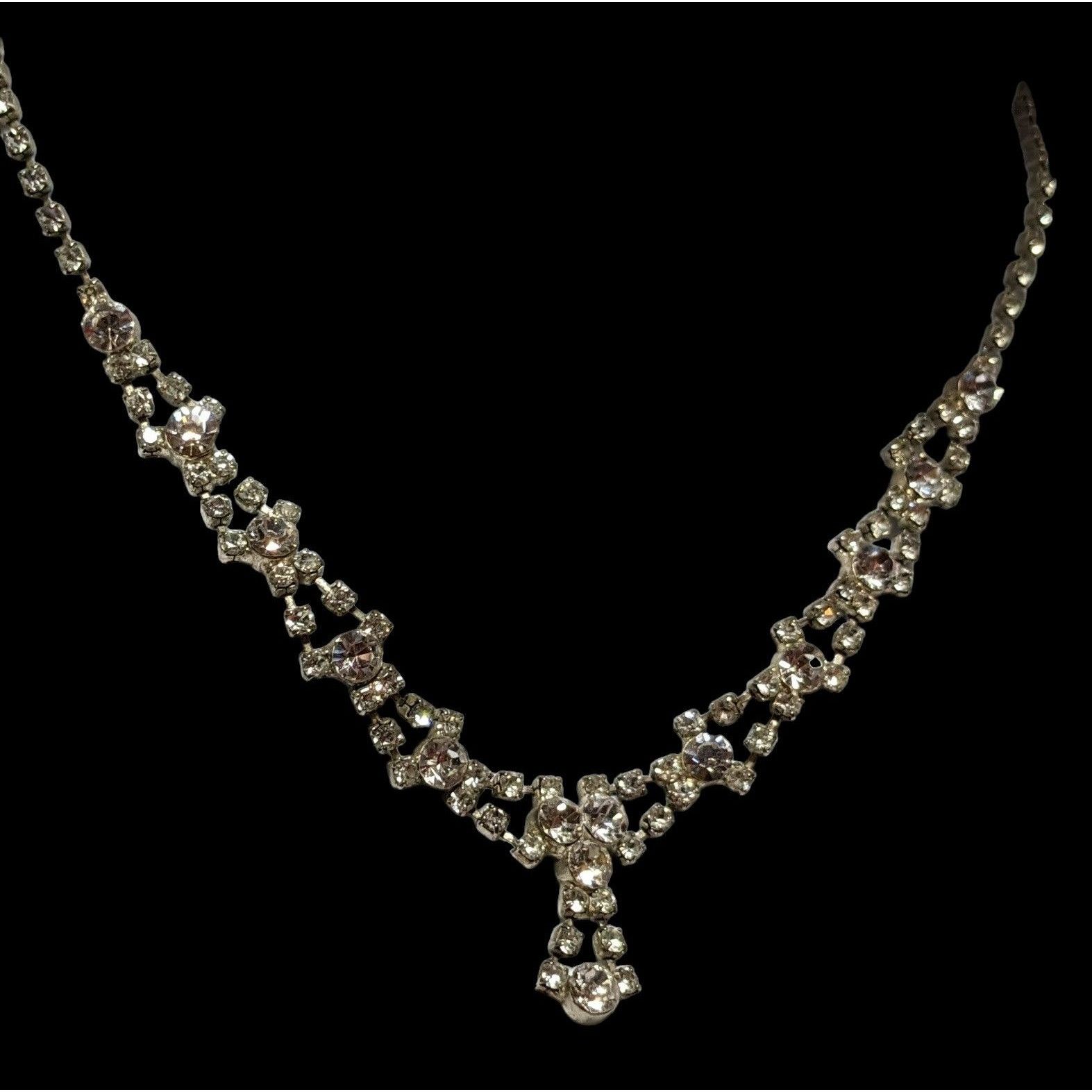 Other Vintage Silver Rhinestone Bridal Necklace Size ONE SIZE - 5 Thumbnail