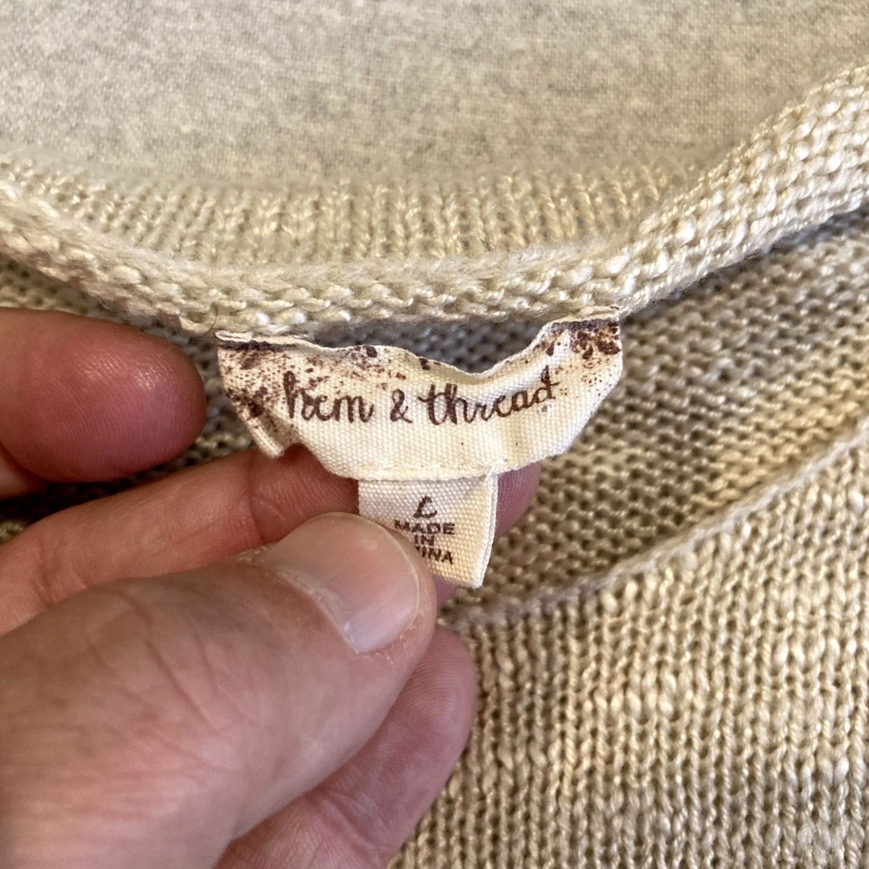 Vintage hem & thread WEEKEND Pullover Crew Neck Long Sleeve Sweater L Ivory Women Regular Knit Size L / US 10 / IT 46 - 3 Thumbnail