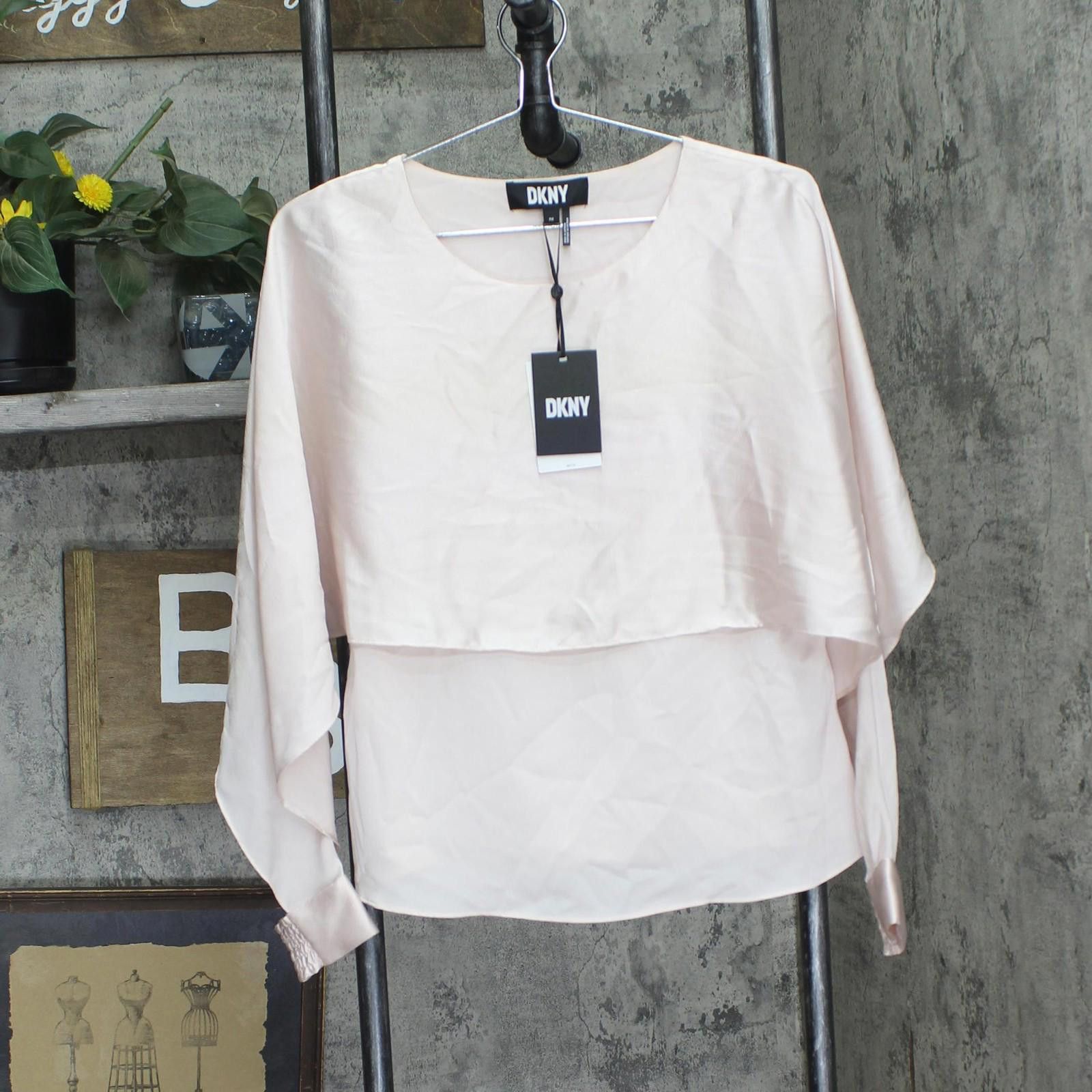 DKNY Dkny Crewneck Smocked-cuff Cape Blouse Champagne Pink Pm Size M / US 6-8 / IT 42-44 - 1 Thumbnail