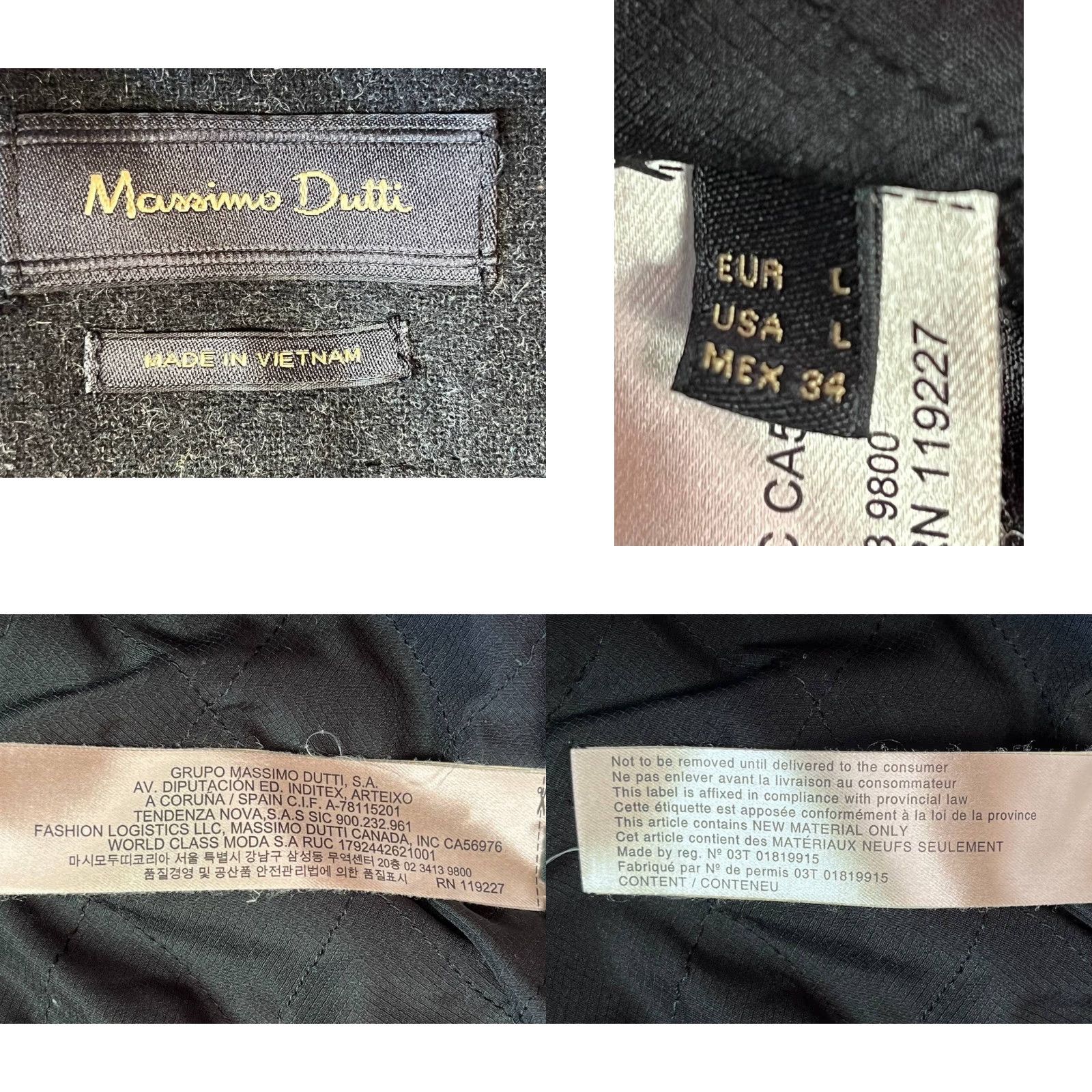 Massimo Dutti Massimo Dutti Parka Coat Wool Blend Womens Large Black Hood Quilted Lined Coat Size L / US 10 / IT 46 - 8 Thumbnail