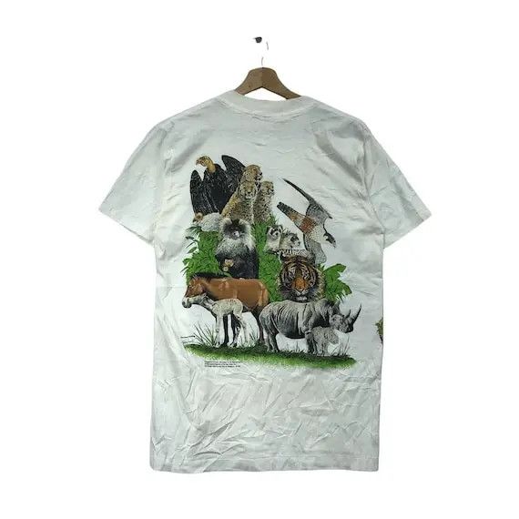 Vintage Vtg 1987 HARLEQUIN TEENA HOUCK Habitats Safari Tee Shirt Size S / US 4 / IT 40 - 2 Thumbnail