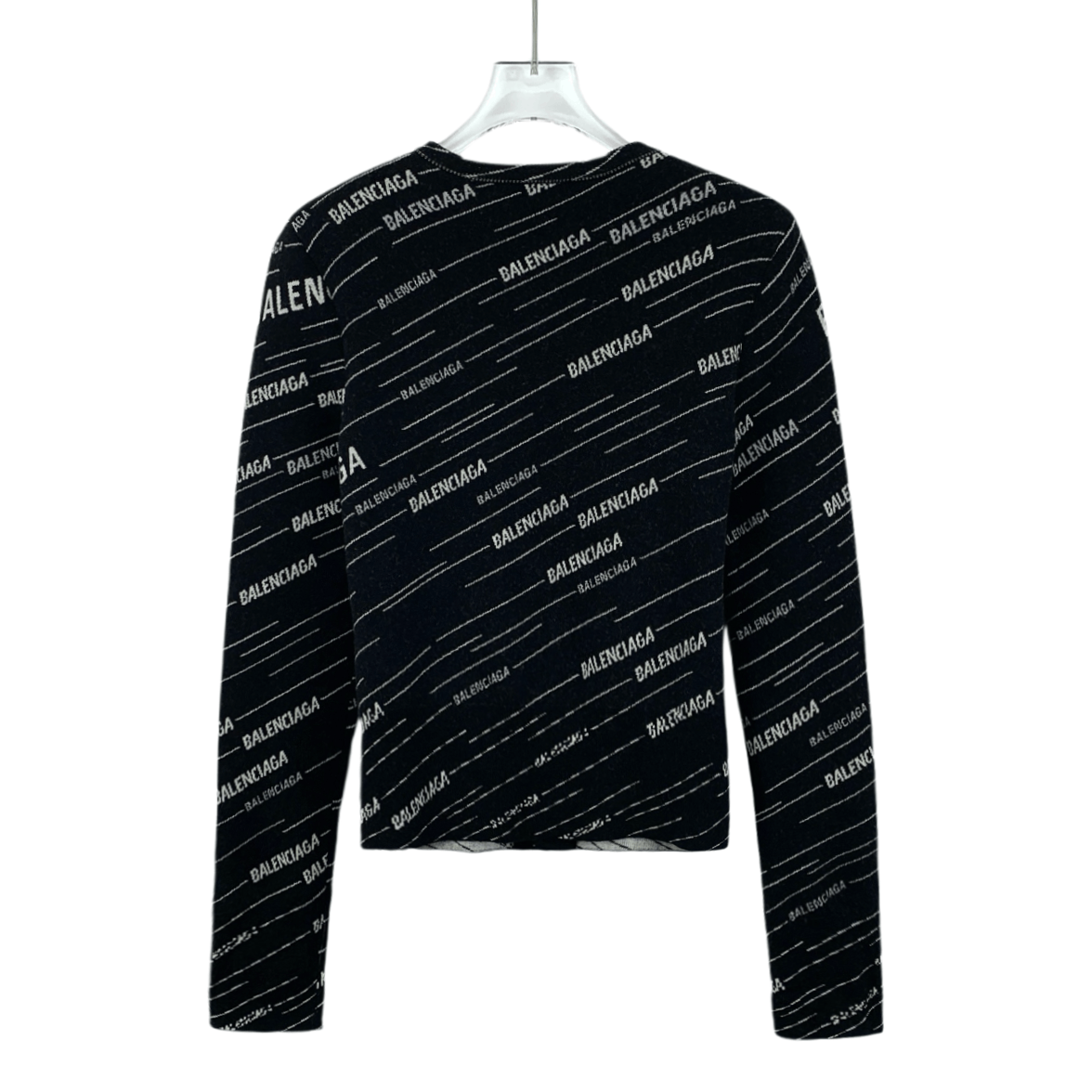 Balenciaga CW0446 Balenciaga Womens Black & White Logo Print Sweater Size S / US 4 / IT 40 - 2 Thumbnail