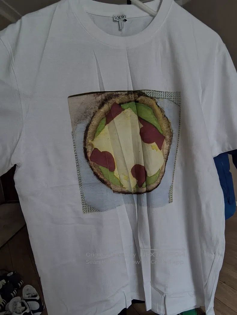 Loewe Men's Cotton T-Shirt Pizza Print White