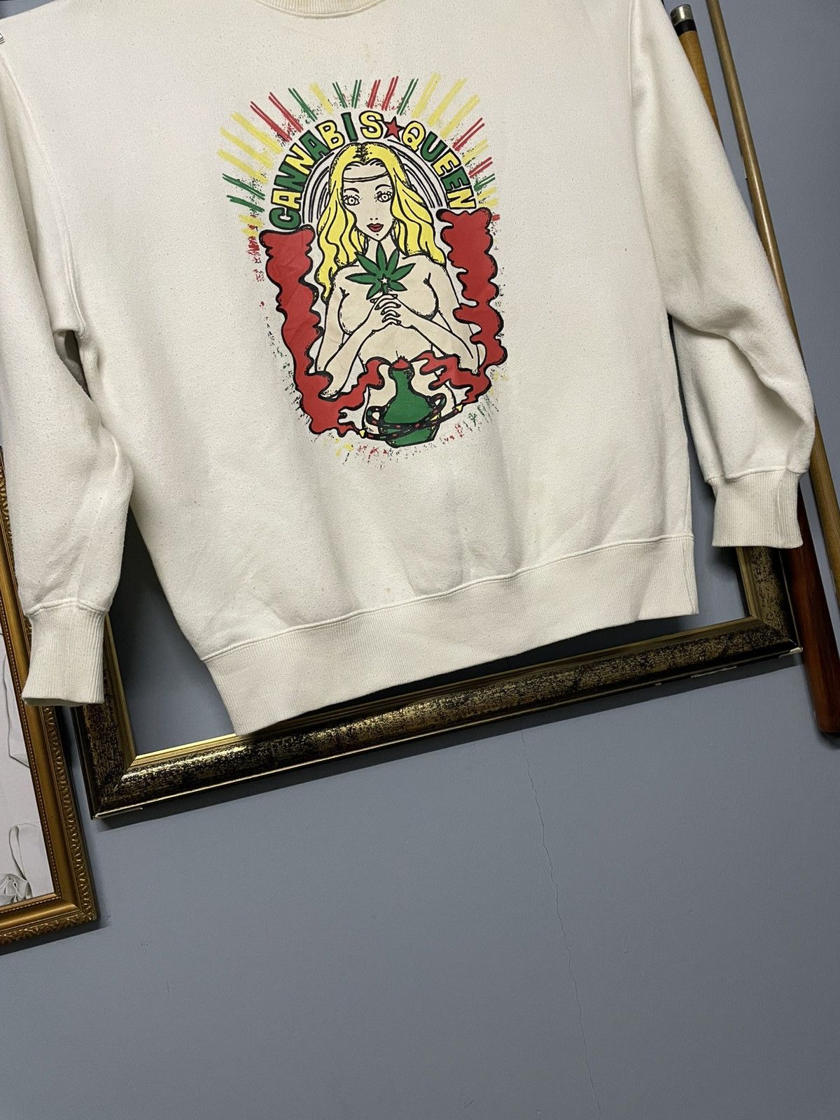 Designer × Japanese Brand × Vintage Vintage 90s Designer Zeky Cannabis Queen Aura Sweatshirt Size US L / EU 52-54 / 3 - 4 Thumbnail