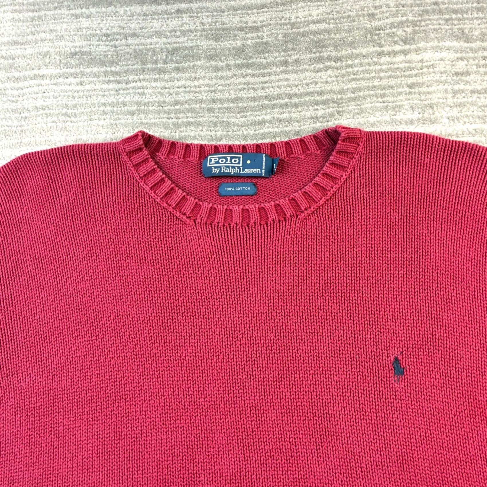 Polo Ralph Lauren Vintage Polo Ralph Lauren Sweater Mens Large Red Cable Knit Crewneck Chunky Heavy Size US L / EU 52-54 / 3 - 4 Thumbnail
