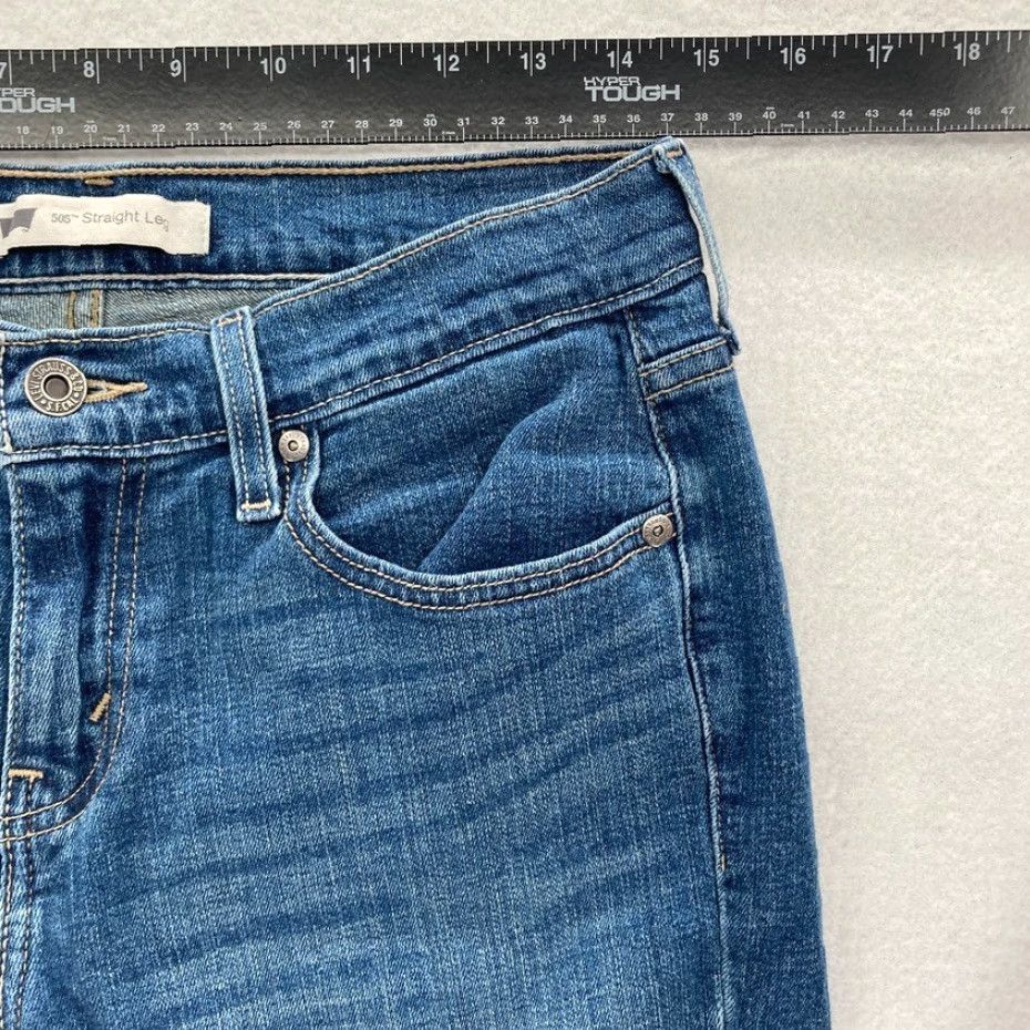Levi's Levi's 505 Jeans Women's 6 Medium Wash Blue Stretch Denim Straight Leg Mid Rise Regular Size 28in Inseam 28in Size 28" / US 6 / IT 42 - 6 Thumbnail