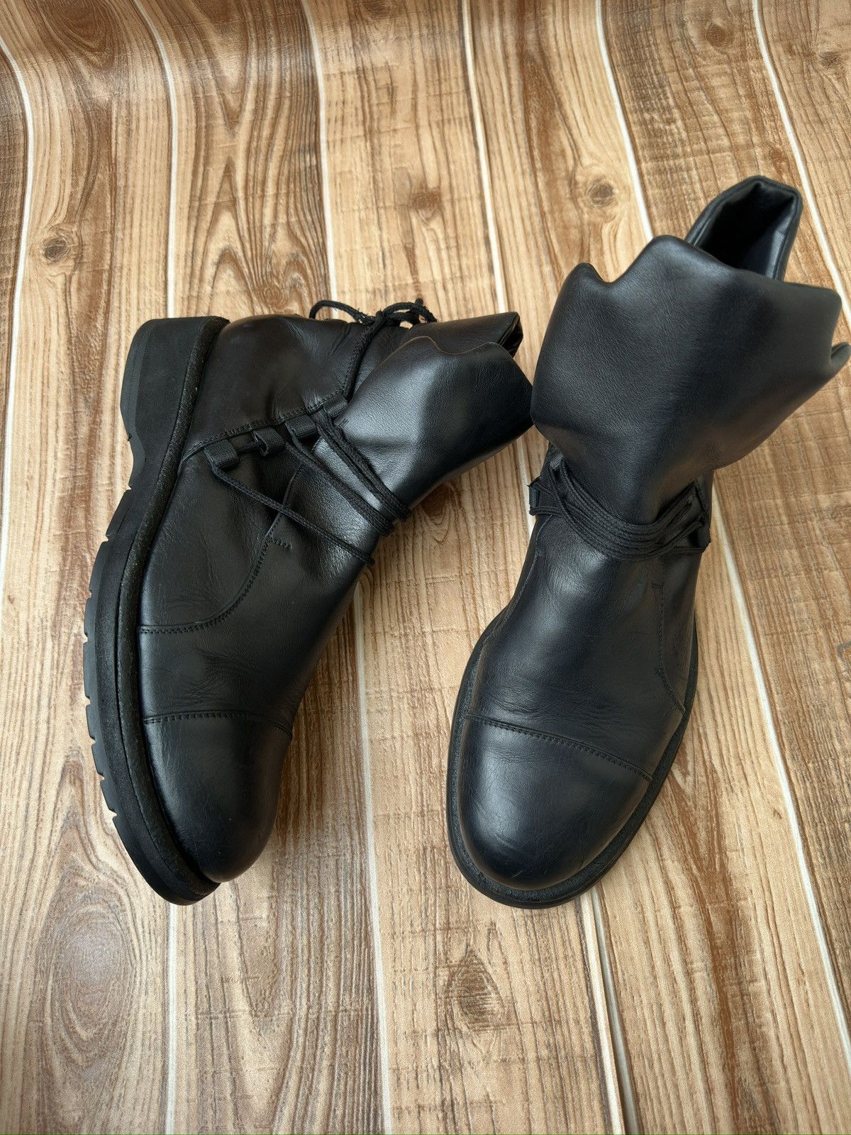 Emporio Armani Empirio Armani Leather Biker Lace Up Boots Like Rick Owens Size US 10 / EU 43 - 10 Thumbnail