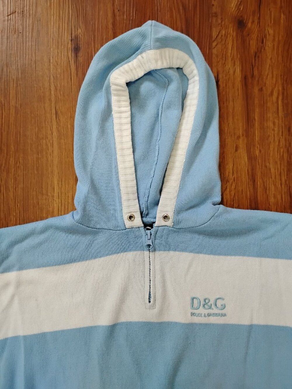 Vintage Dolce & Gabbana Striped Knit Hoodie Jumper