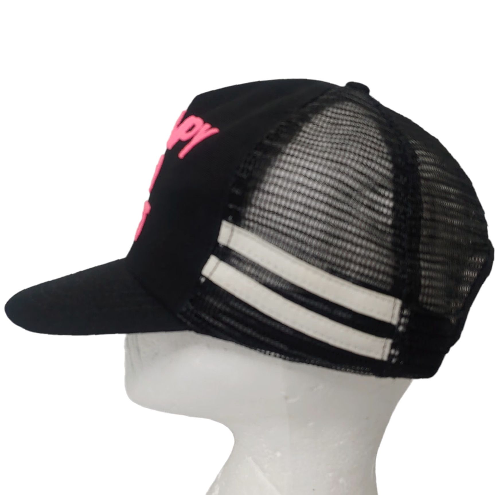 Pinko VINTAGE Grumpy Old Fart Cap Hat 2 Stripe Black White Pink Adjustable Men Snapback Vintage Two Stripe Cap Size ONE SIZE - 5 Thumbnail