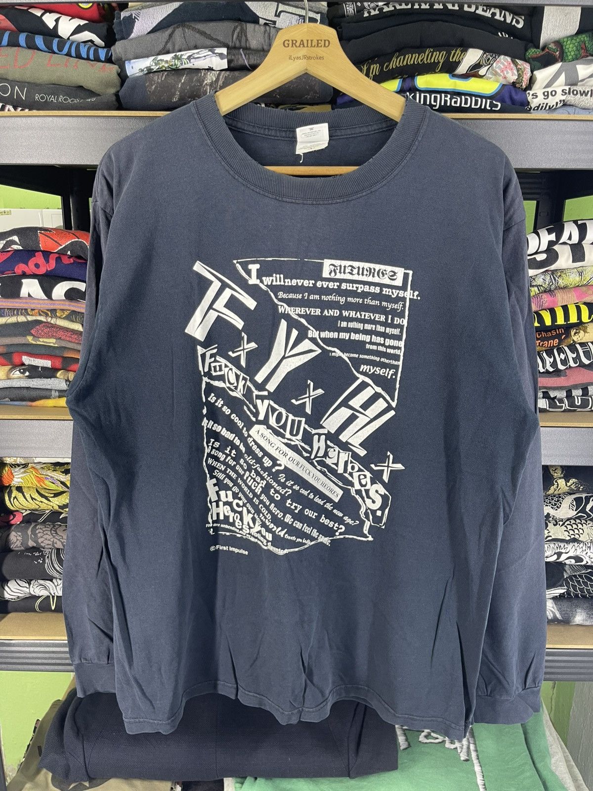 Vintage Vintage 90's First Impulse F Y H Punk Shirt Sun Faded Tee Size US L / EU 52-54 / 3 - 1 Thumbnail