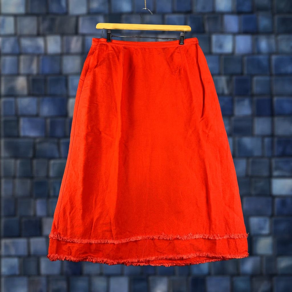 Vintage Ashley Stewart Skirt Womens 16W Red Fringe Maxi Back Zip Linen Size 38" / US 16 / IT 52 - 1 Thumbnail