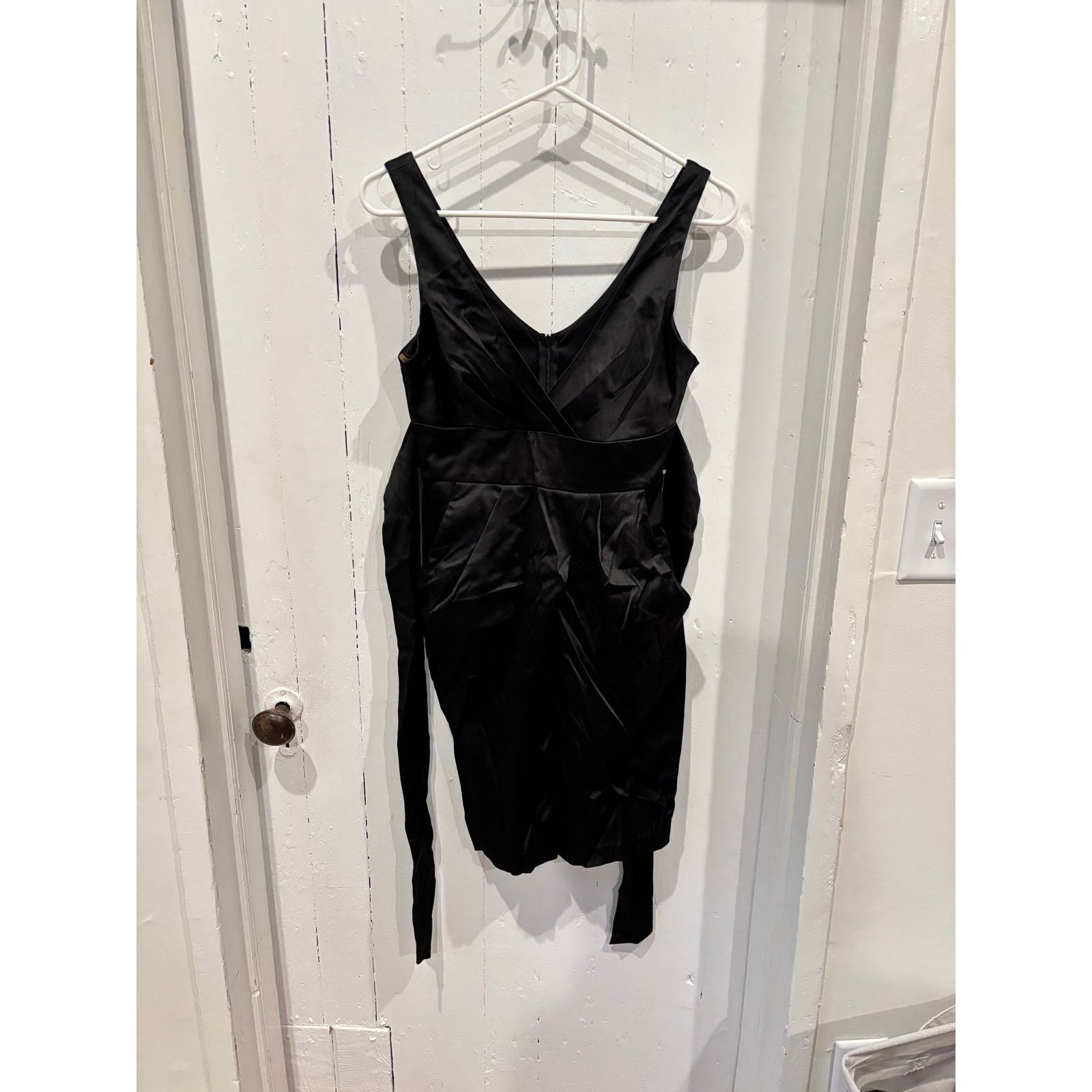 tahari arthur s. levine black dress Tahari Arthur S. Levine Black Sheath Dress Short Sleeve Cowl Neck Button  Size 4