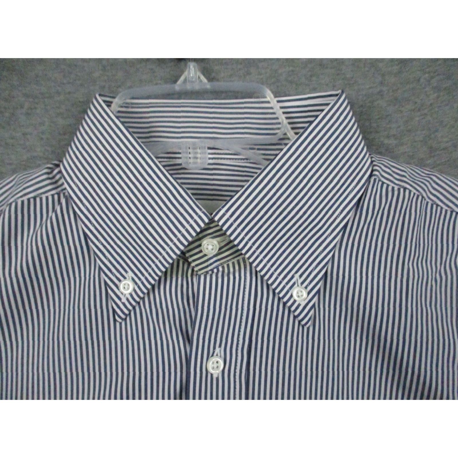 Vintage Daniels Dress Shirt Men Blue Stripe Slim Classic 16-41 Button-Up collar Down Knit Shirt Size 42R - 3 Thumbnail