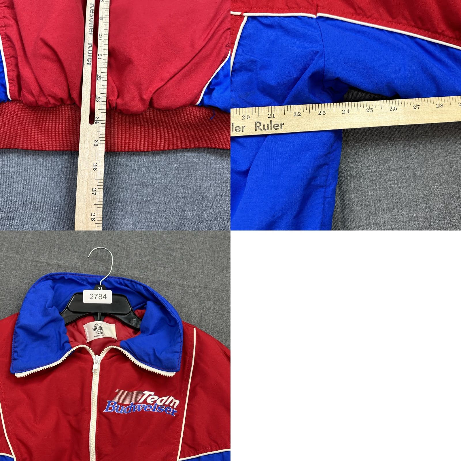 Budweiser VINTAGE Budweiser NASCAR Jacket Mens L Red Bomber Insulated Nylon Zip 80s USA Crew Neck Stand-Up Pockets Quilted Logo Outdoor Racing Classic Men Size US L / EU 52-54 / 3 - 9 Thumbnail