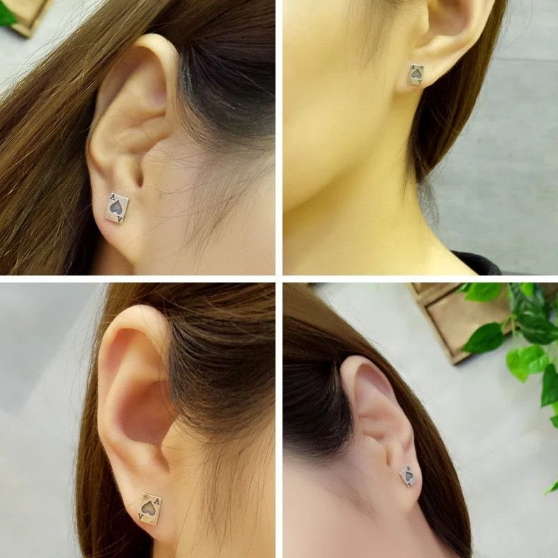 Jewelry Tiny Ace Spades Stud Earrings 925 Sterling Ear Charms Gift Size ONE SIZE - 5 Thumbnail