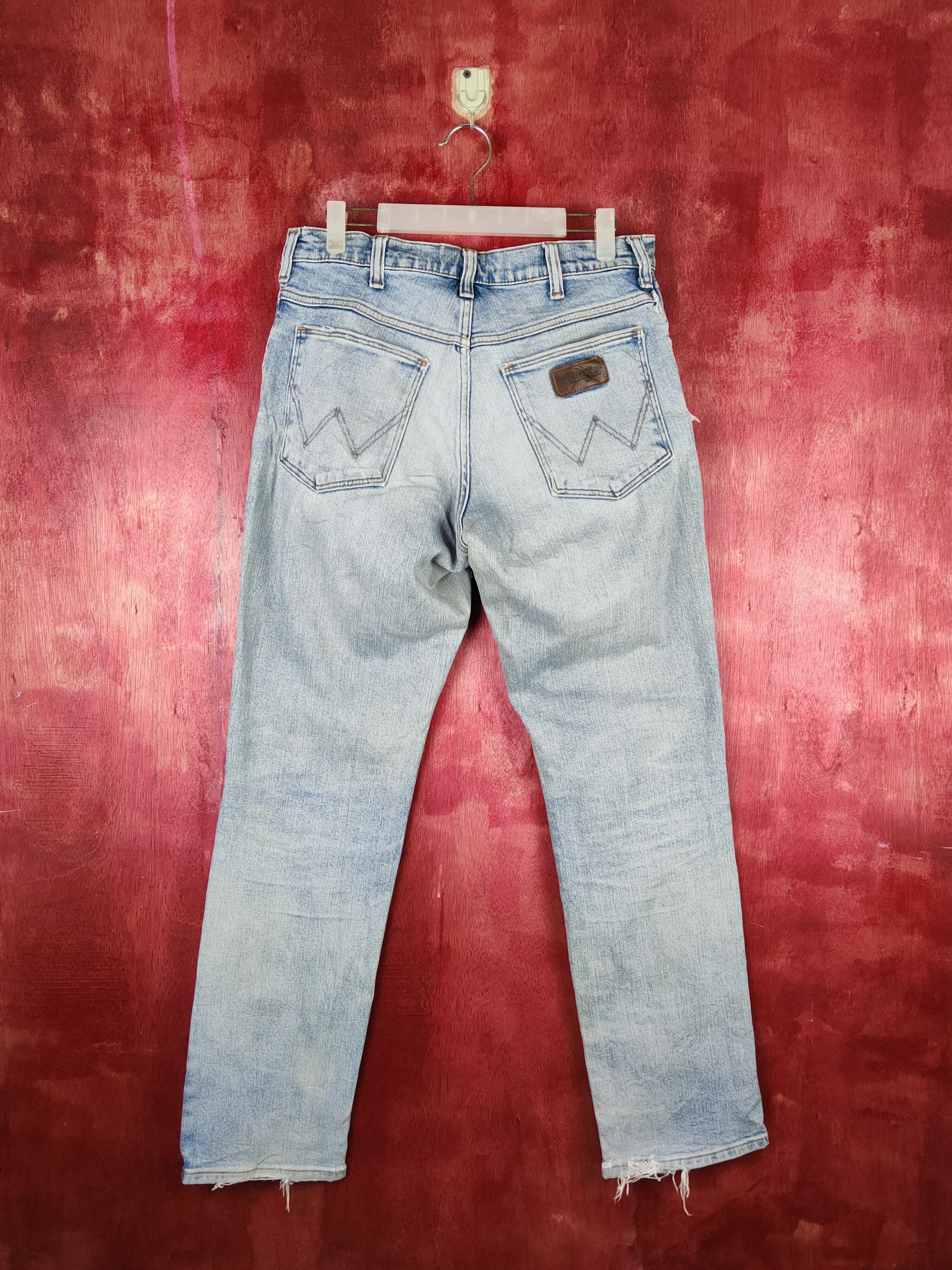 Japanese Brand Wrangler Blue Faded Distressed Ripped Jeans #S1703 Size US 31 - 7 Thumbnail