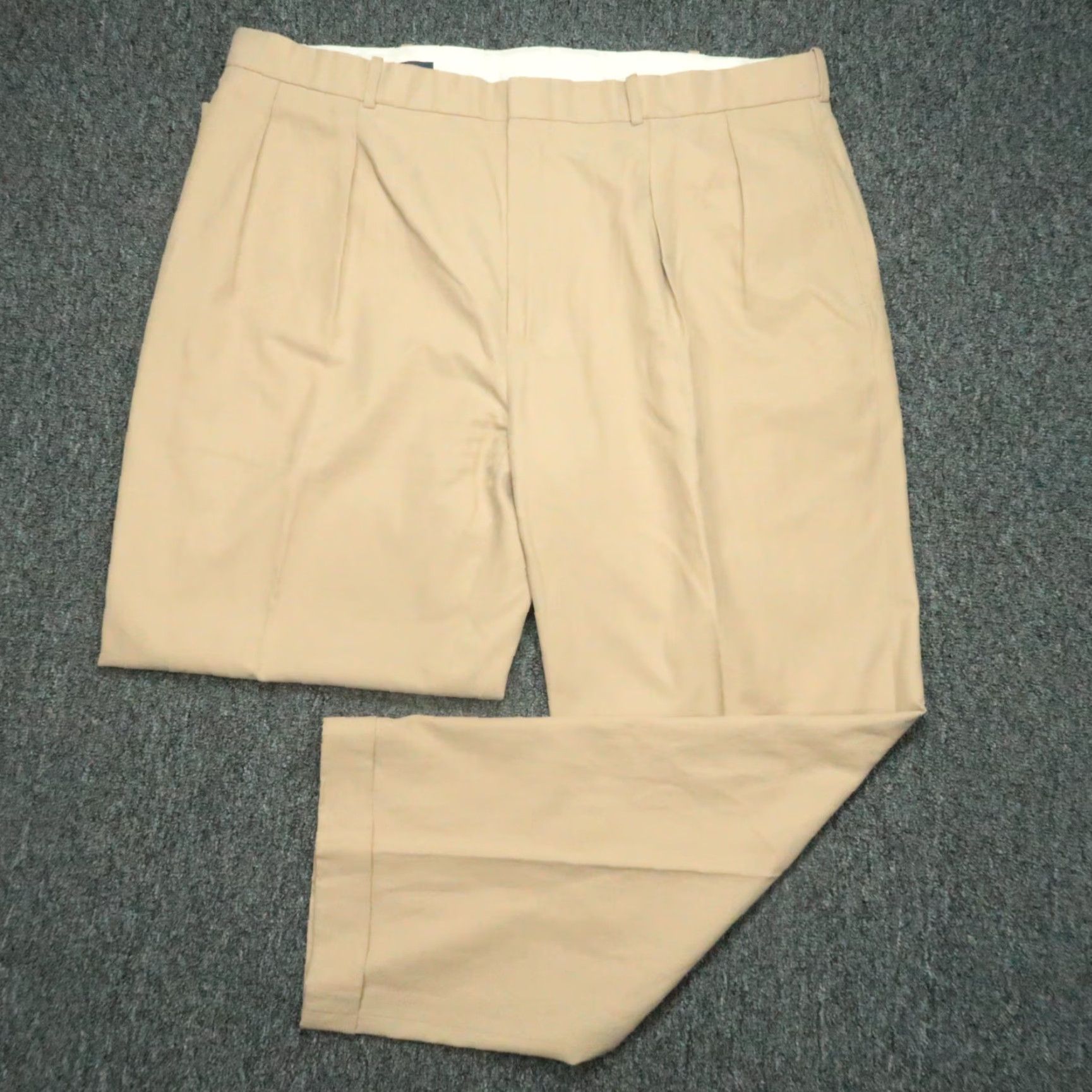Polo Ralph Lauren VINTAGE Polo Ralph Lauren Pants Men 42x30 Khaki Tan Silk Cotton Pleated Cuffed Size US XL / EU 56 / 4 - 2 Thumbnail