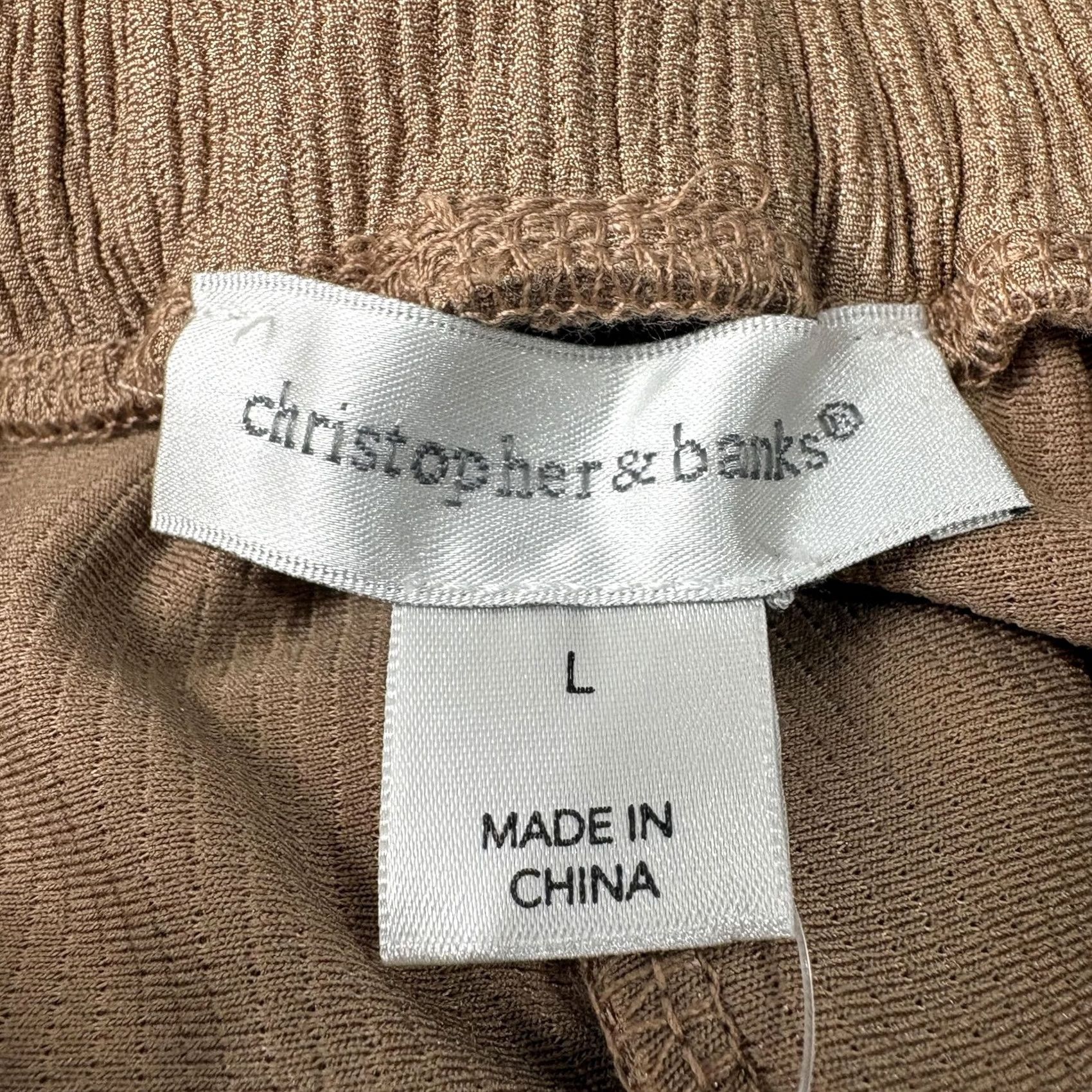 Vintage Christopher & Banks Knit Dress Pants Womens L Brown Elastic Waist Pockets Pull On Flat Front Solid 29in Inseam Stretch Casual Size 36" / US 14 / IT 50 - 3 Thumbnail