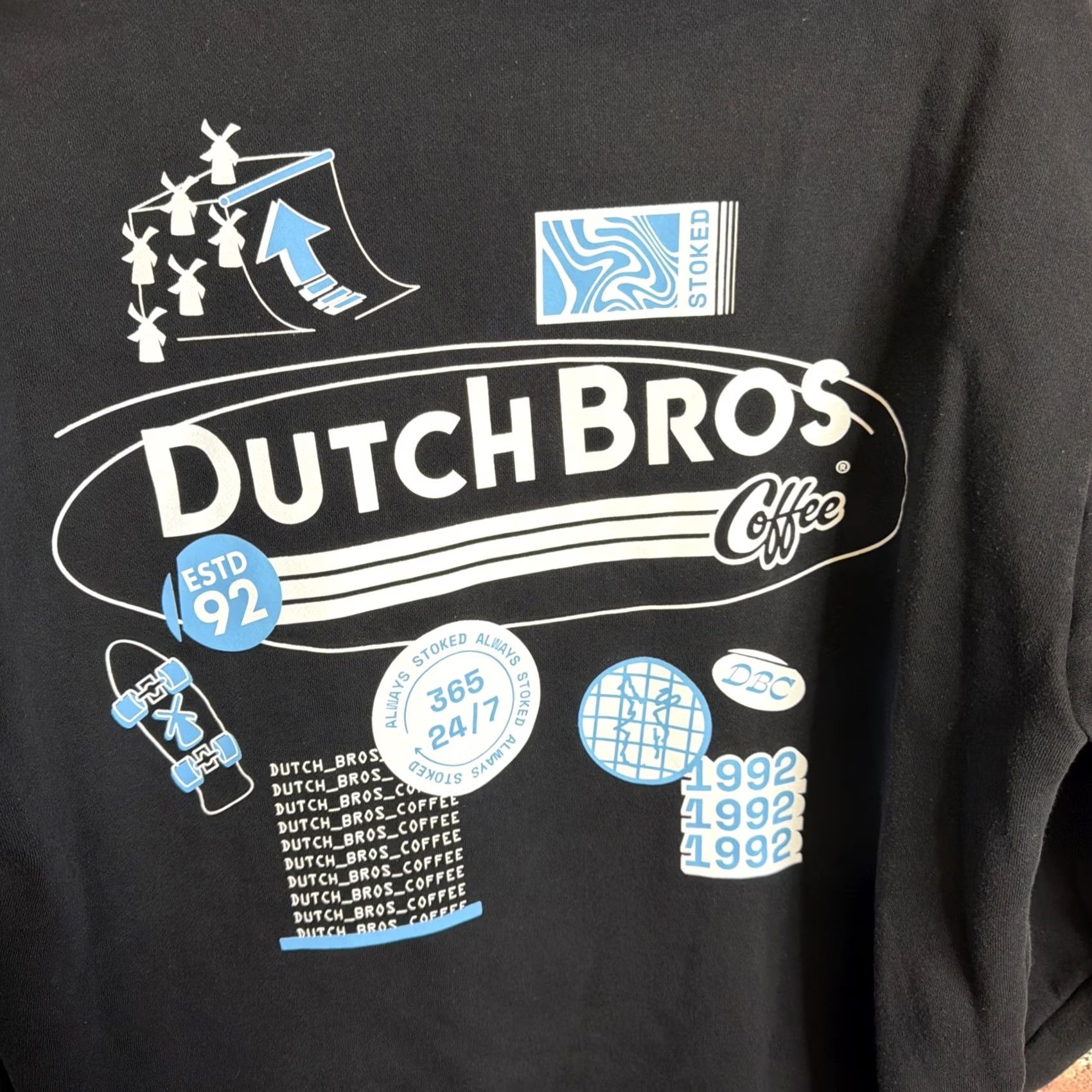 Logo 7 Dutch Bros Hoodie Mens Medium Black Pullover Sweatshirt Logo Drawstring Crew Neck Hooded Size US M / EU 48-50 / 2 - 2 Thumbnail