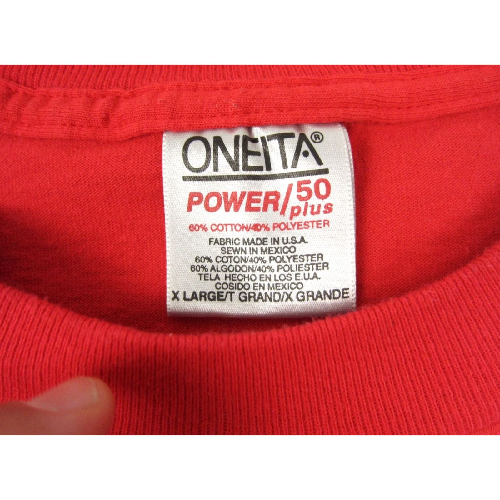 Vintage VINTAGE Oneita Great American Cattle Drive Shirt XL Red USA Shirt Mens XL Red Logo Cotton Polyester T-Shirt USA Vintage Size US XL / EU 56 / 4 - 6 Thumbnail