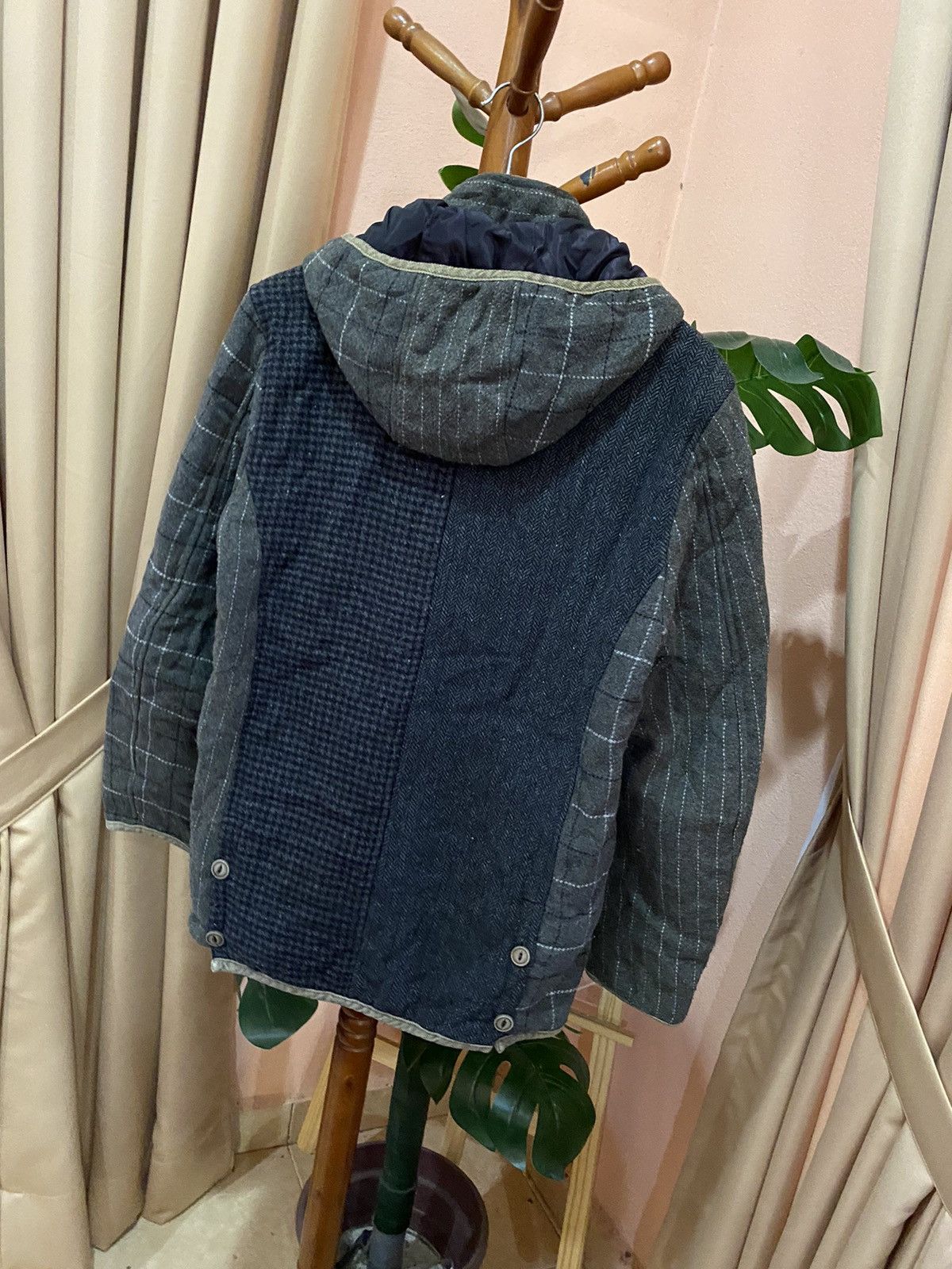 Japanese Brand CORISCO PATCHWORK HOODED WOOL JACKET Size US L / EU 52-54 / 3 - 6 Thumbnail