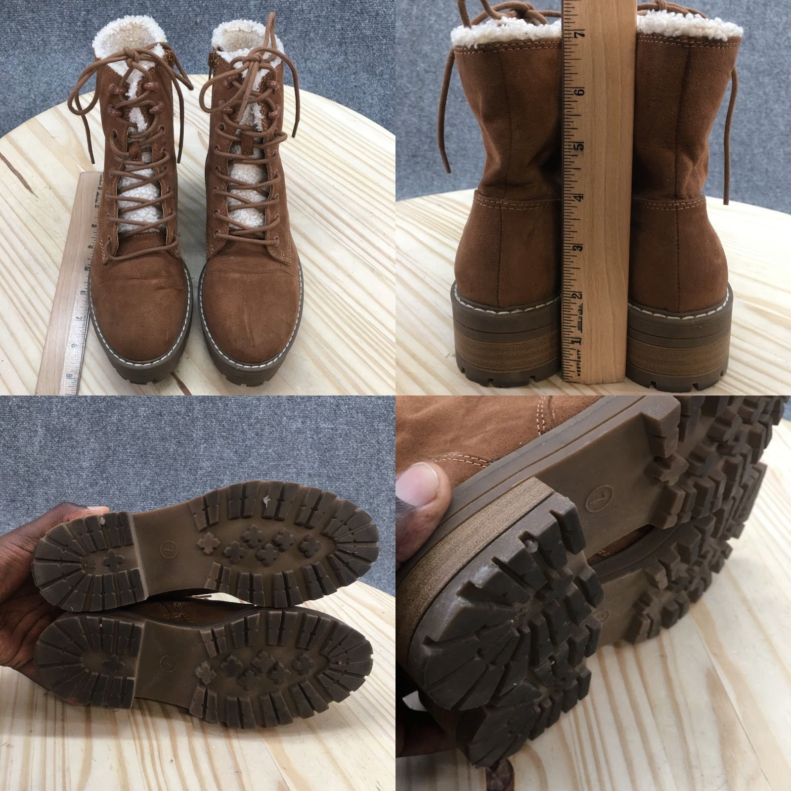 Vintage Universal Thread Ankle Boots Womens 7 Brown Tessie Sherpa Faux Fur Leather Boots Size US 7 / IT 37 - 8 Thumbnail