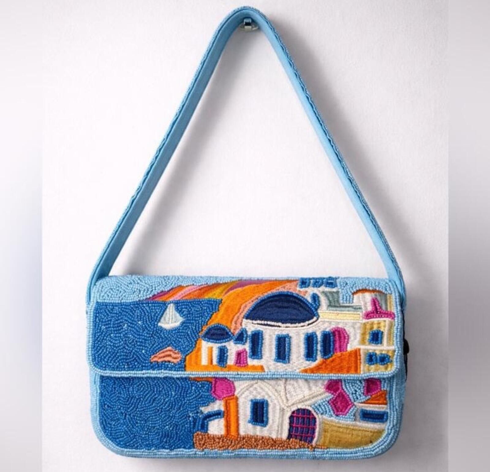 Marsell TikTok Viral Greece Portofino Ocean Blue Beaded Bag Size ONE SIZE - 1 Thumbnail