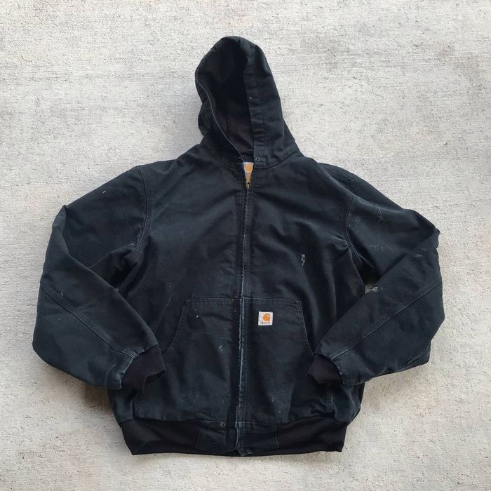 Carhartt 90’s Carhartt Black Faded Washed Duck Jacket | Grailed