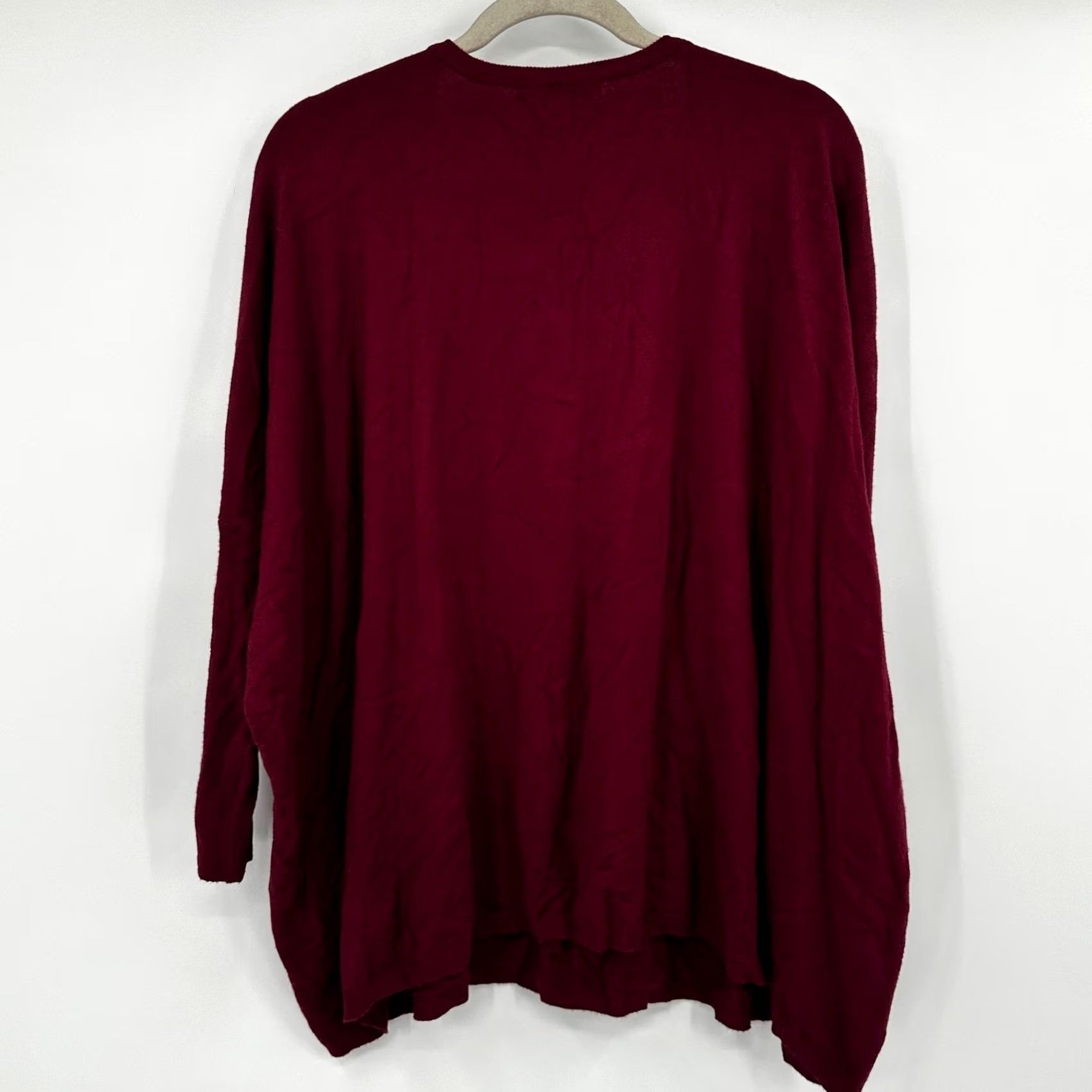 melin VINTAGE Meo Meli Women Burgundy Oversized Crew Neck Dolman Sleeve Knit Sweater One Size Size ONE SIZE - 6 Thumbnail