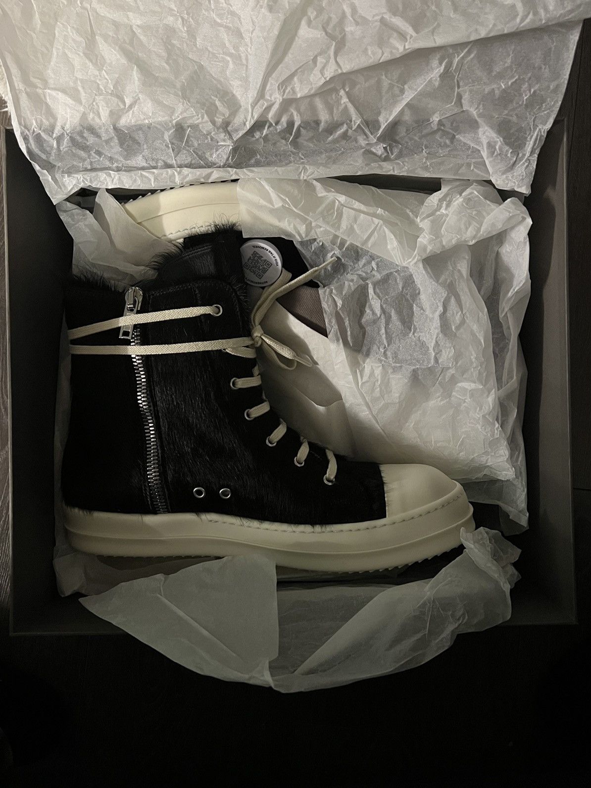 Rick Owens Drkshdw Rick Owens Ramones Strobe High Black Pony Size 45 Size US 11.5 / EU 44-45 - 1 Thumbnail