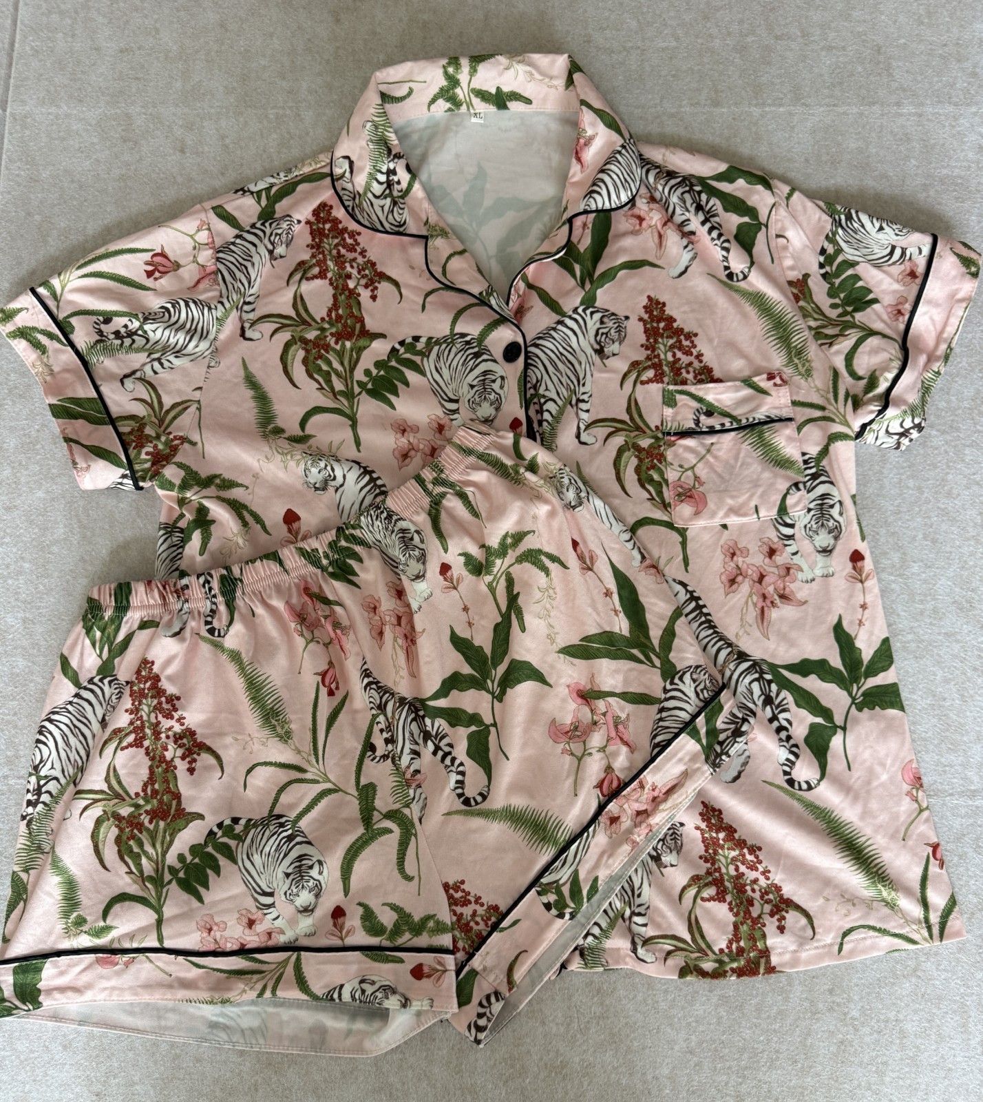 Other Women's XL Pink Tiger Pajama Set 2PC Shorts Sleepwear Loung Size XL / US 12-14 / IT 48-50 - 1 Thumbnail