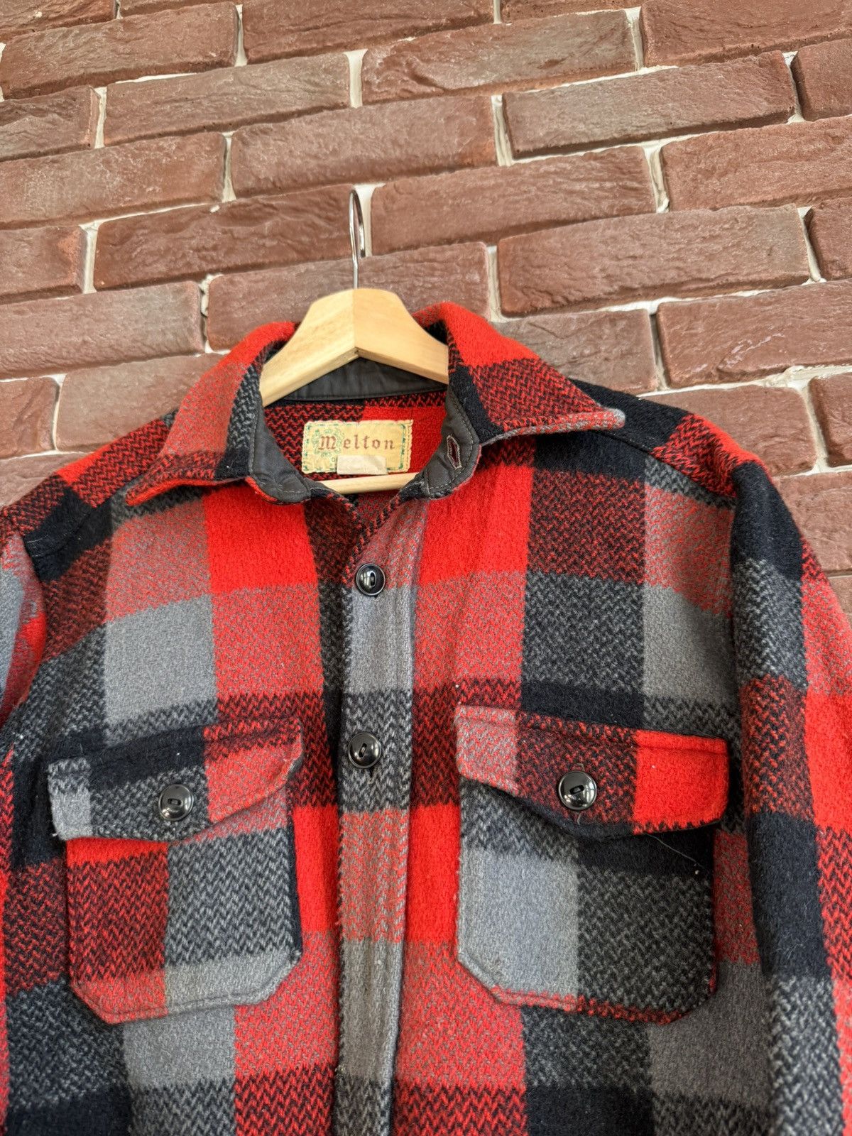 Vintage Vintage melton Wool flannel Red button up shirt motorcycle M Size US M / EU 48-50 / 2 - 3 Thumbnail