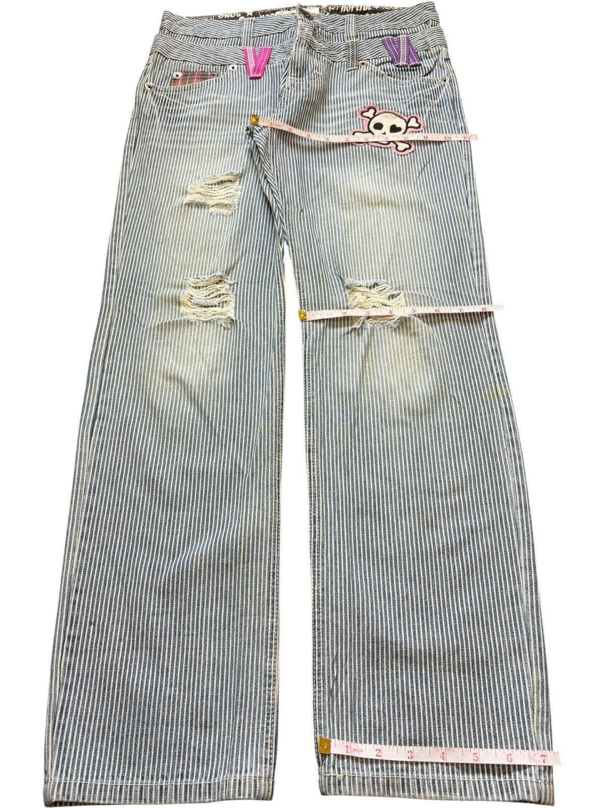 Ksubi Vintage Japanese Brand Double Waist Hickory Distress Jeans Size 32" / US 10 / IT 46 - 8 Thumbnail