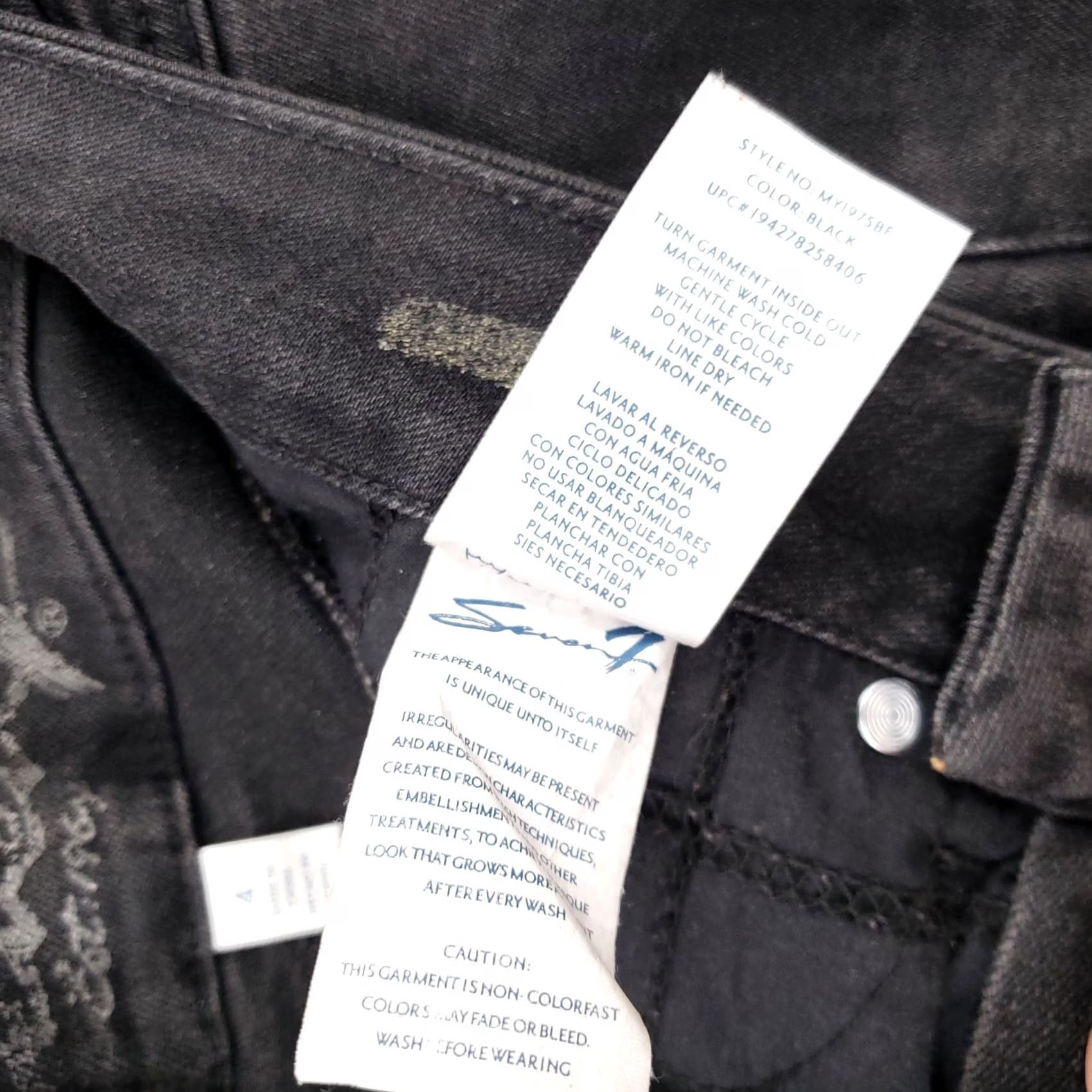 Vintage Seven7 Jeans Womens 4 Black Mid Rise Skinny Distressed Pocket Dark Wash Denim Size 27" / US 4 / IT 40 - 6 Thumbnail