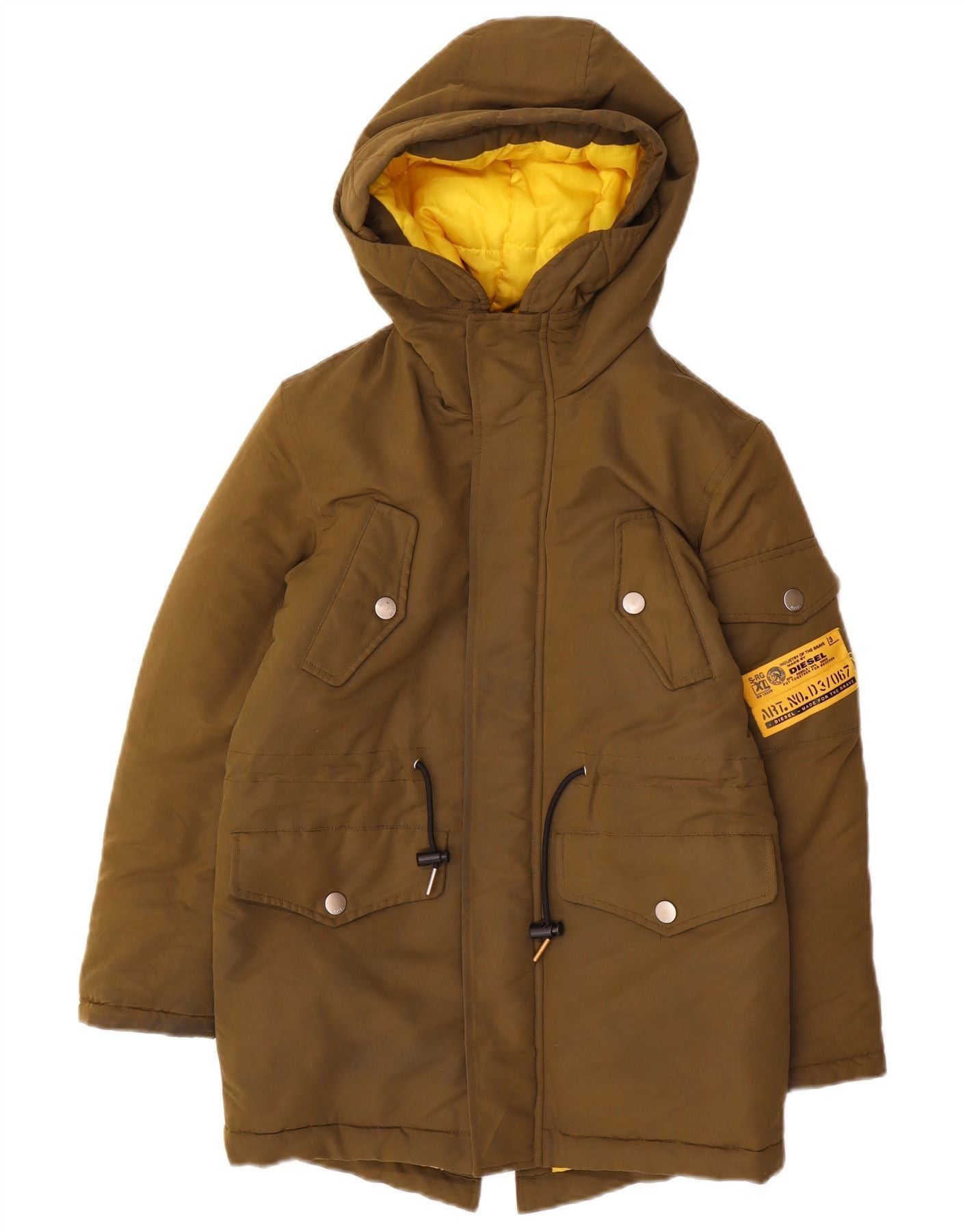 Diesel Boys Hooded Parka Jacket 9-10 Years Khaki Polyester Size M / US 6-8 / IT 42-44 - 1 Thumbnail