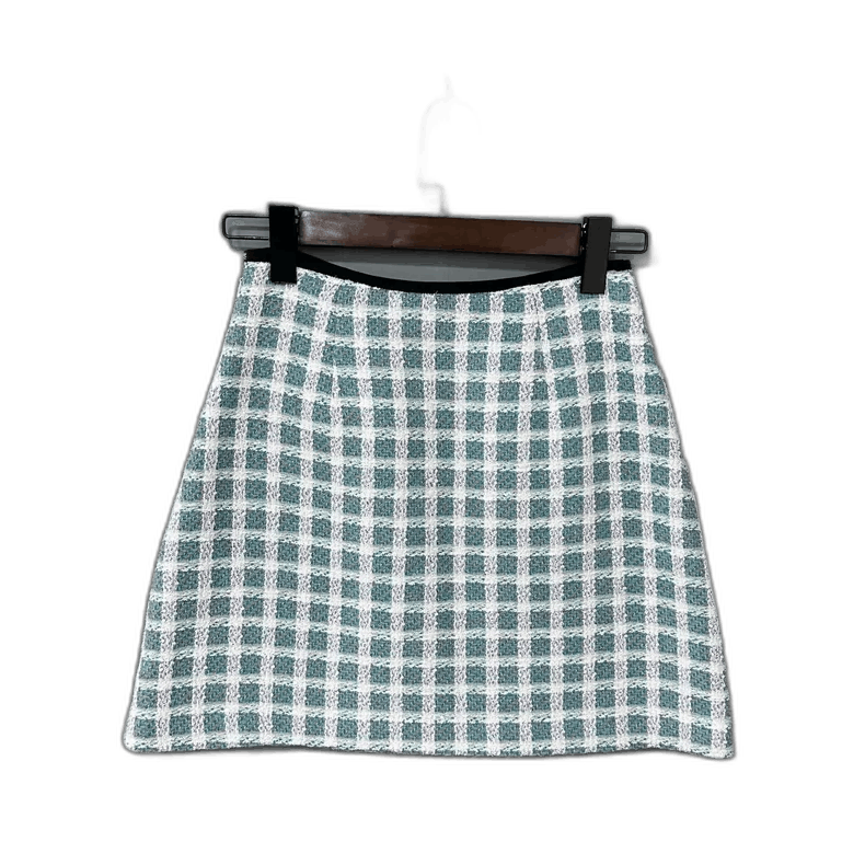 Prada Plaid Short Skirt with Pearl Buttons-2506 Size 39" - 1 Thumbnail